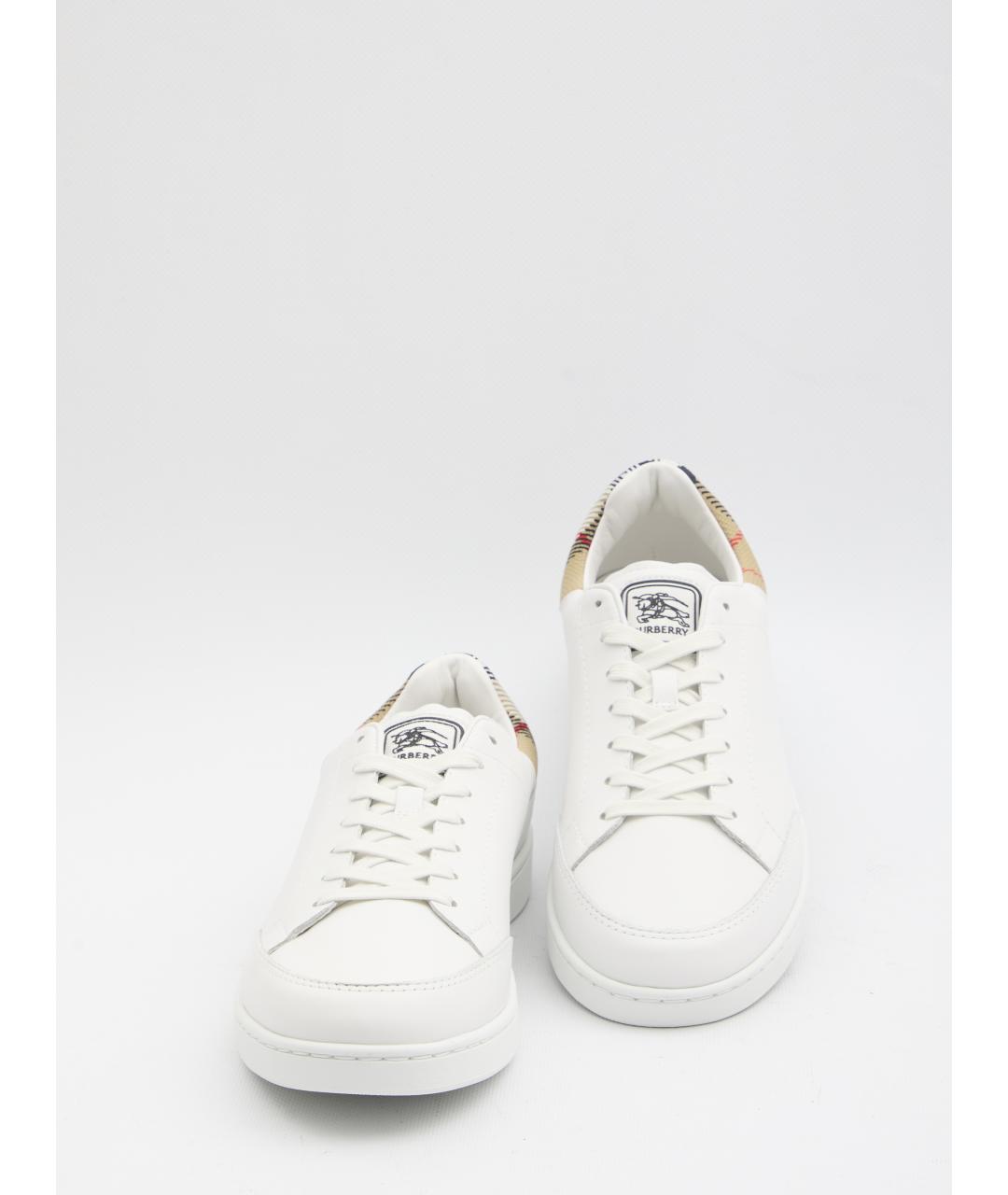 BURBERRY Белые кожаные низкие кроссовки / кеды, фото 5