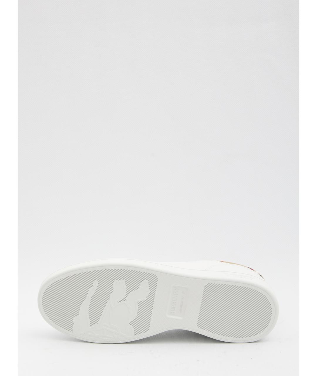 BURBERRY Белые кожаные низкие кроссовки / кеды, фото 4