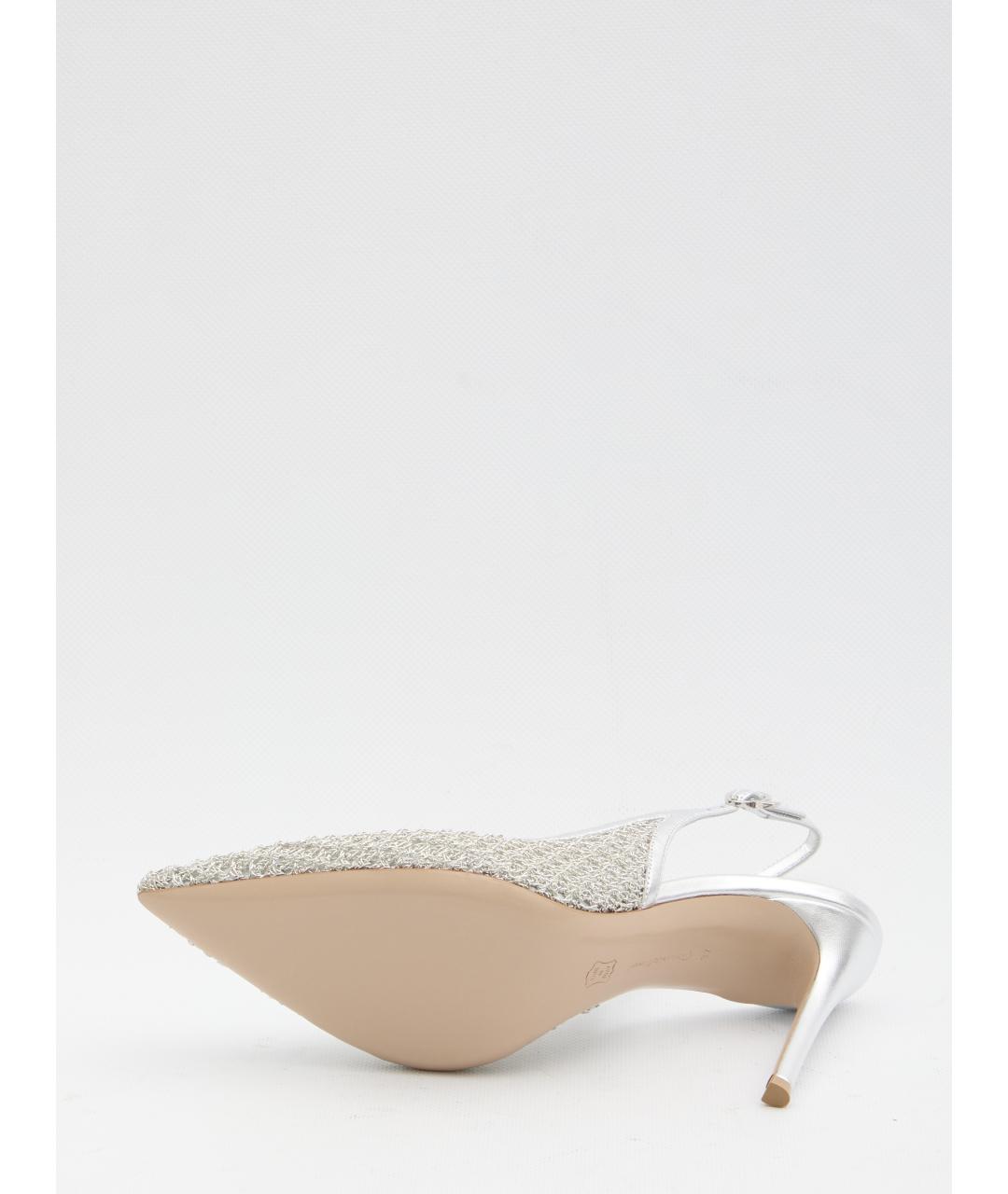 GIANVITO ROSSI Серебряные текстильные туфли, фото 4
