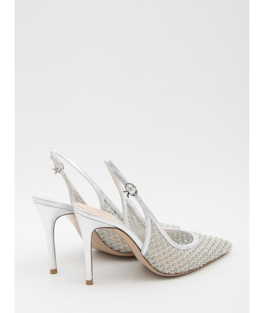 GIANVITO ROSSI Серебряные текстильные туфли, фото 3