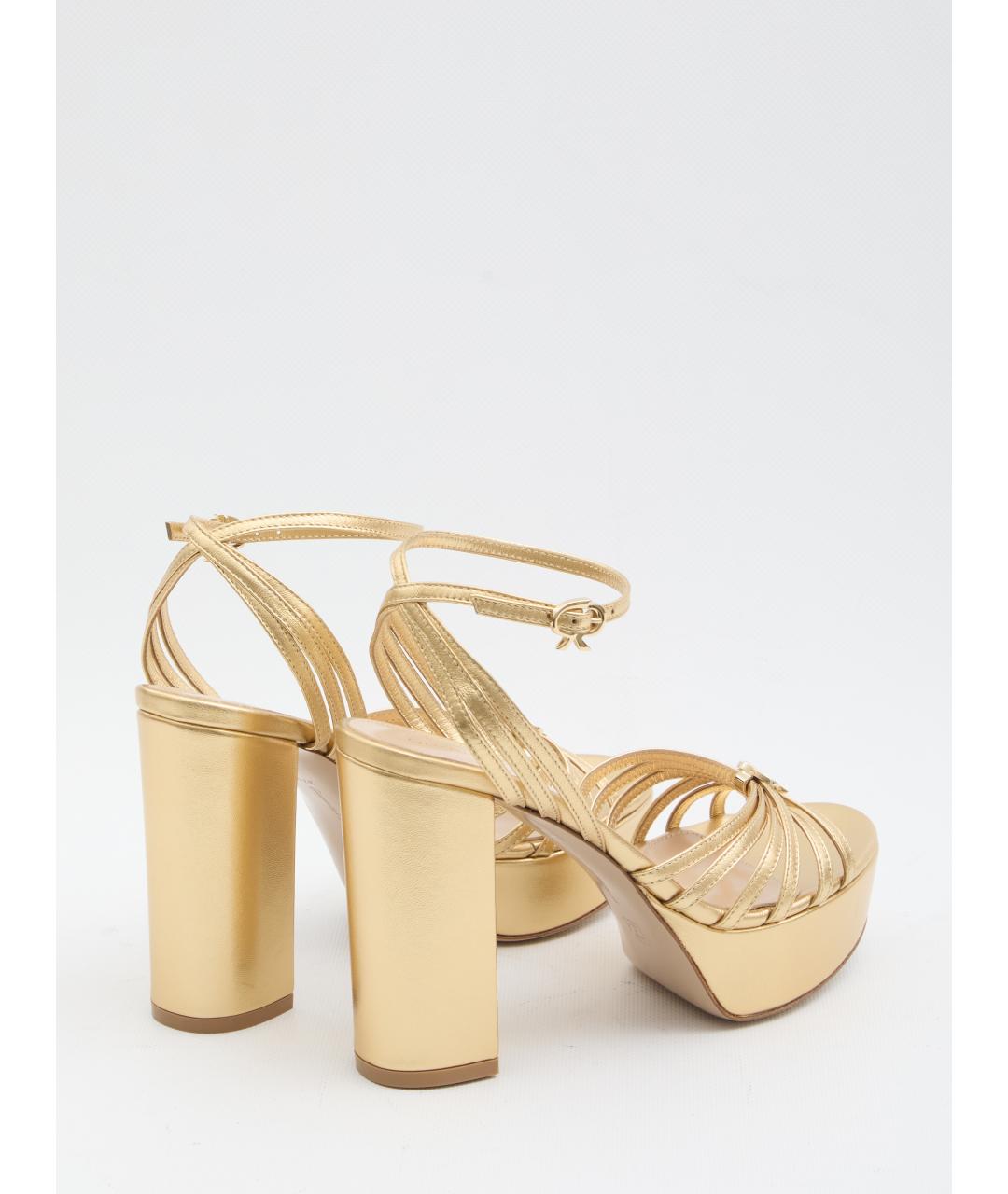 GIANVITO ROSSI Золотые кожаные босоножки, фото 3