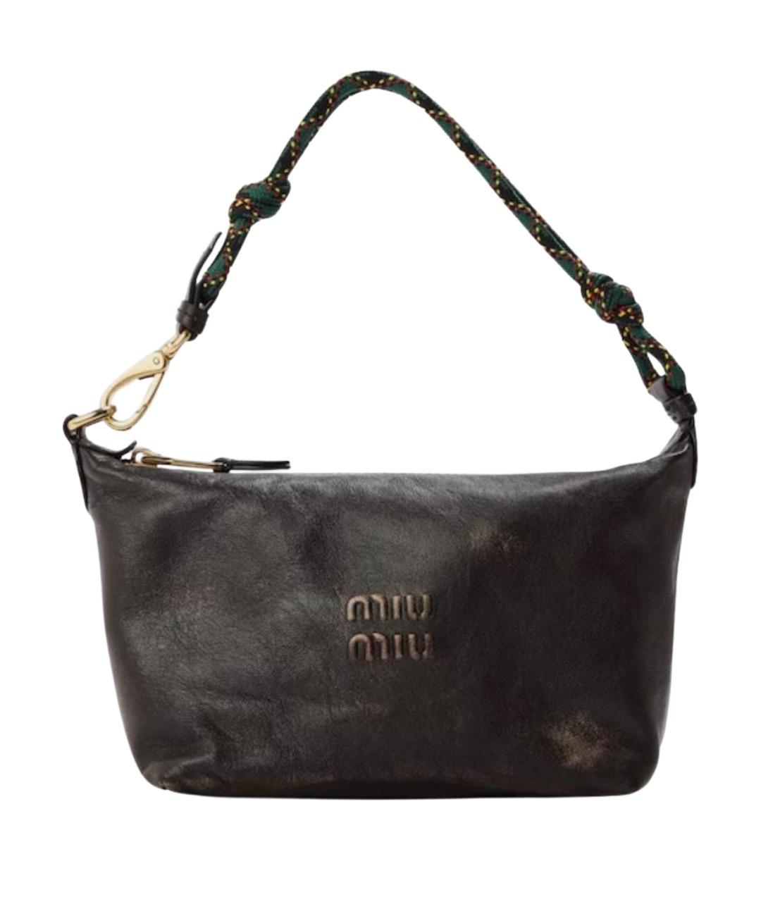 MIU MIU Коричневая кожаная сумка с короткими ручками, фото 1