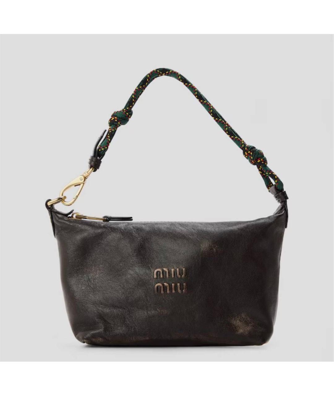 MIU MIU Коричневая кожаная сумка с короткими ручками, фото 4