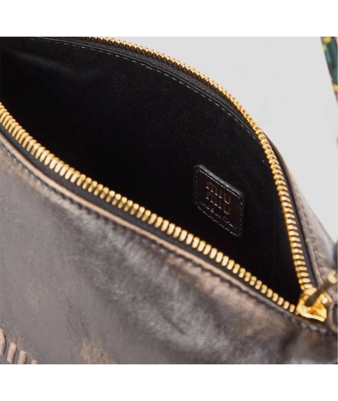 MIU MIU Коричневая кожаная сумка с короткими ручками, фото 3