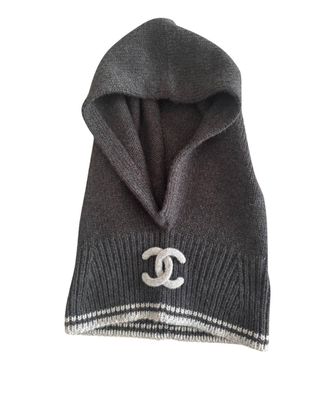 CHANEL Серая кашемировая повязка на голову, фото 1