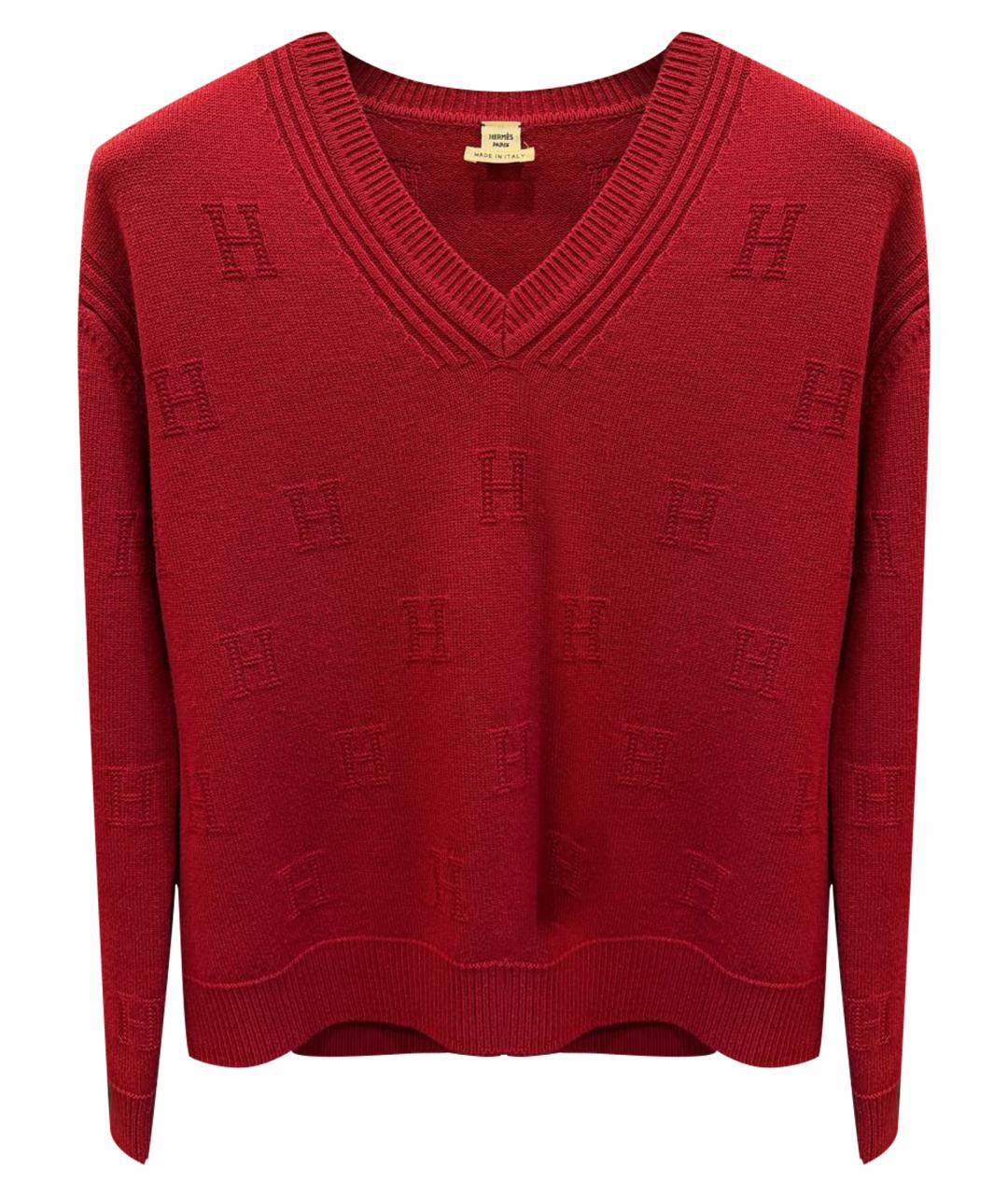 HERMES Бордовый шерстяной джемпер / свитер, фото 1