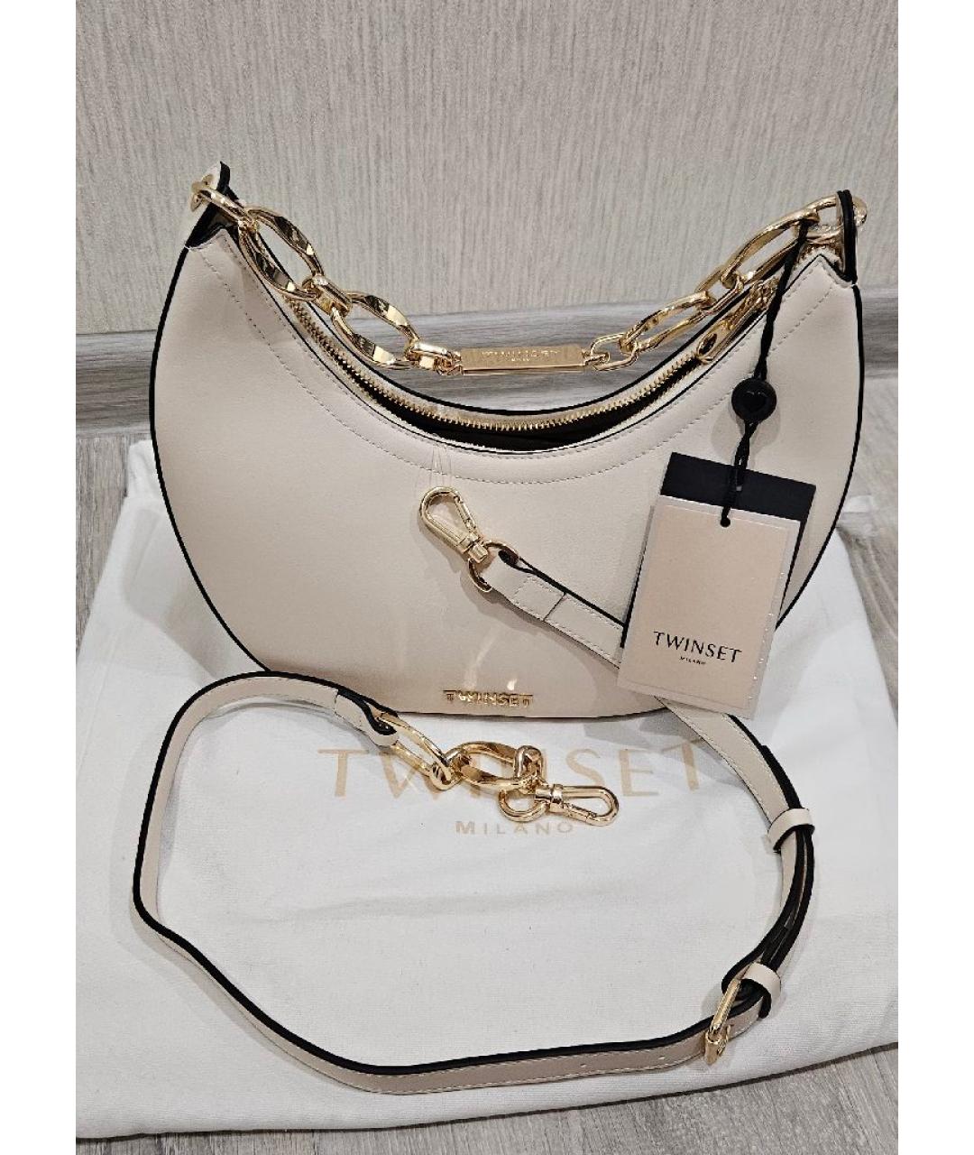 TWIN-SET Бежевая сумка с короткими ручками из искусственной кожи, фото 2