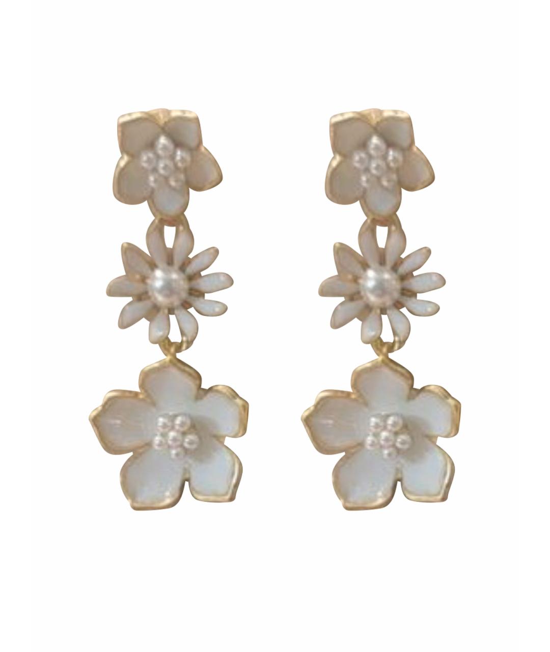 OSCAR DE LA RENTA Белые позолоченные серьги, фото 1