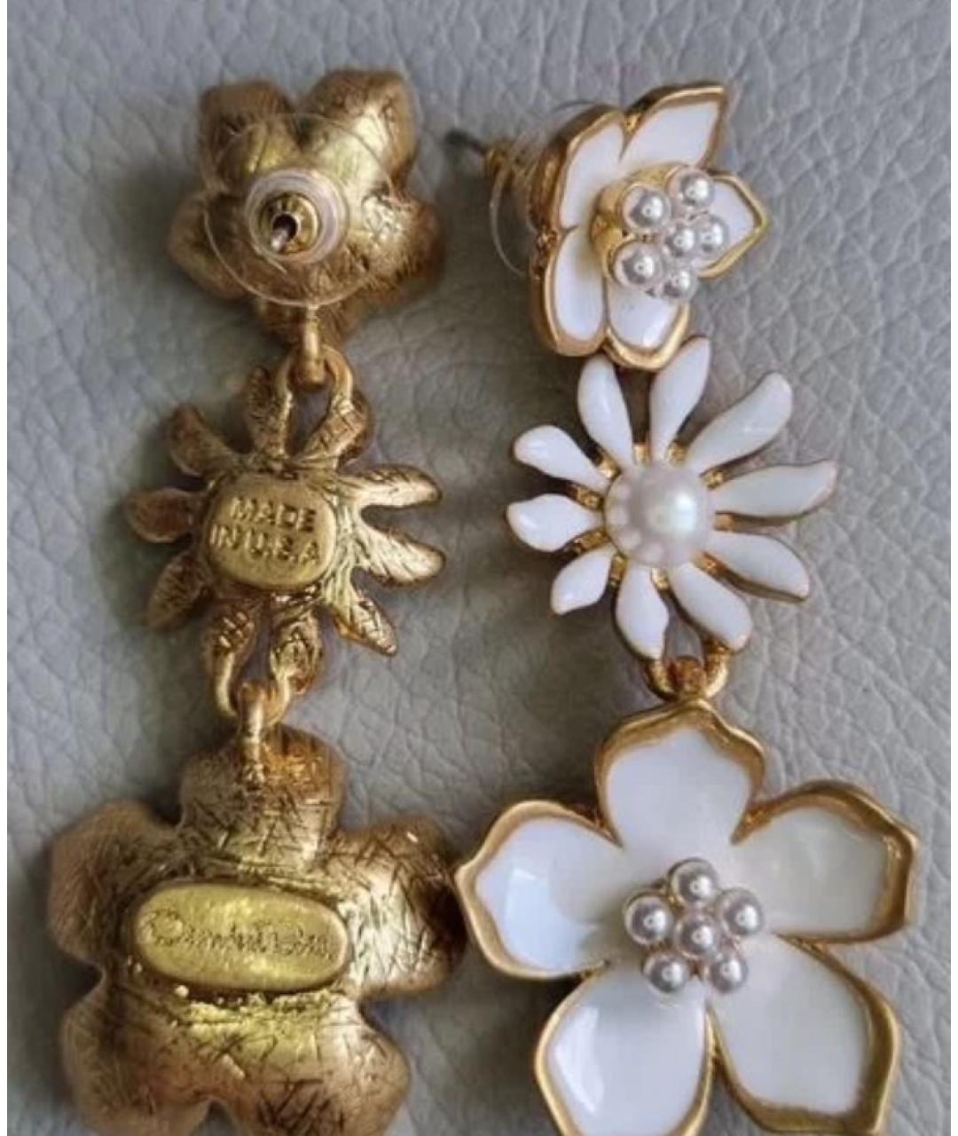 OSCAR DE LA RENTA Белые позолоченные серьги, фото 6