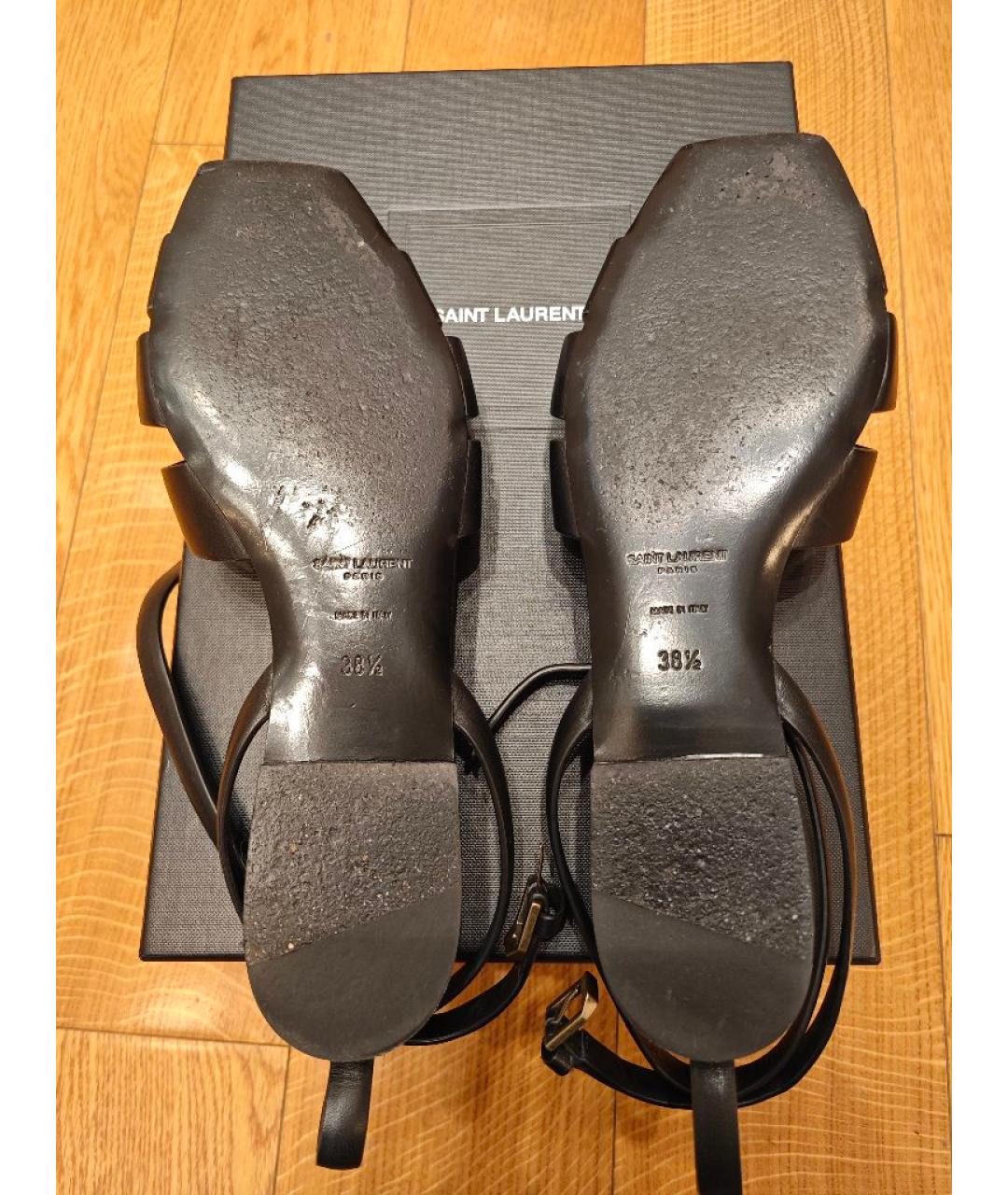 SAINT LAURENT Черные кожаные сандалии, фото 5