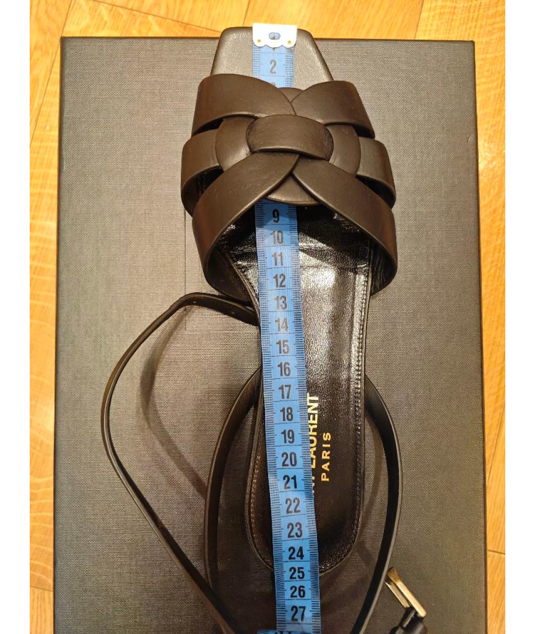 SAINT LAURENT Черные кожаные сандалии, фото 7