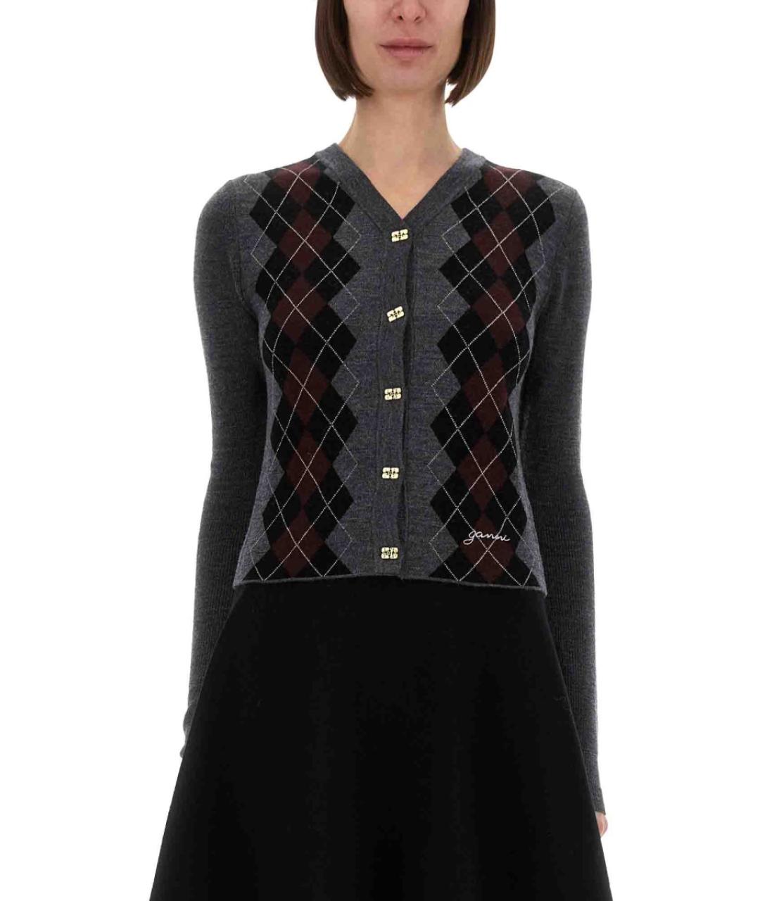 GANNI Серый шерстяной кардиган, фото 5