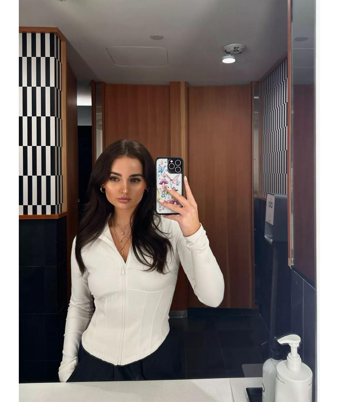 ALO YOGA Белая хлопковая спортивная куртка, фото 4