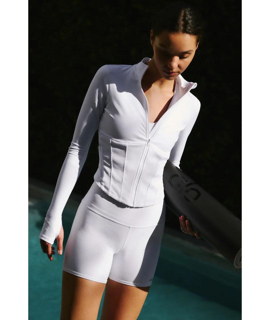 ALO YOGA Белая хлопковая спортивная куртка, фото 3