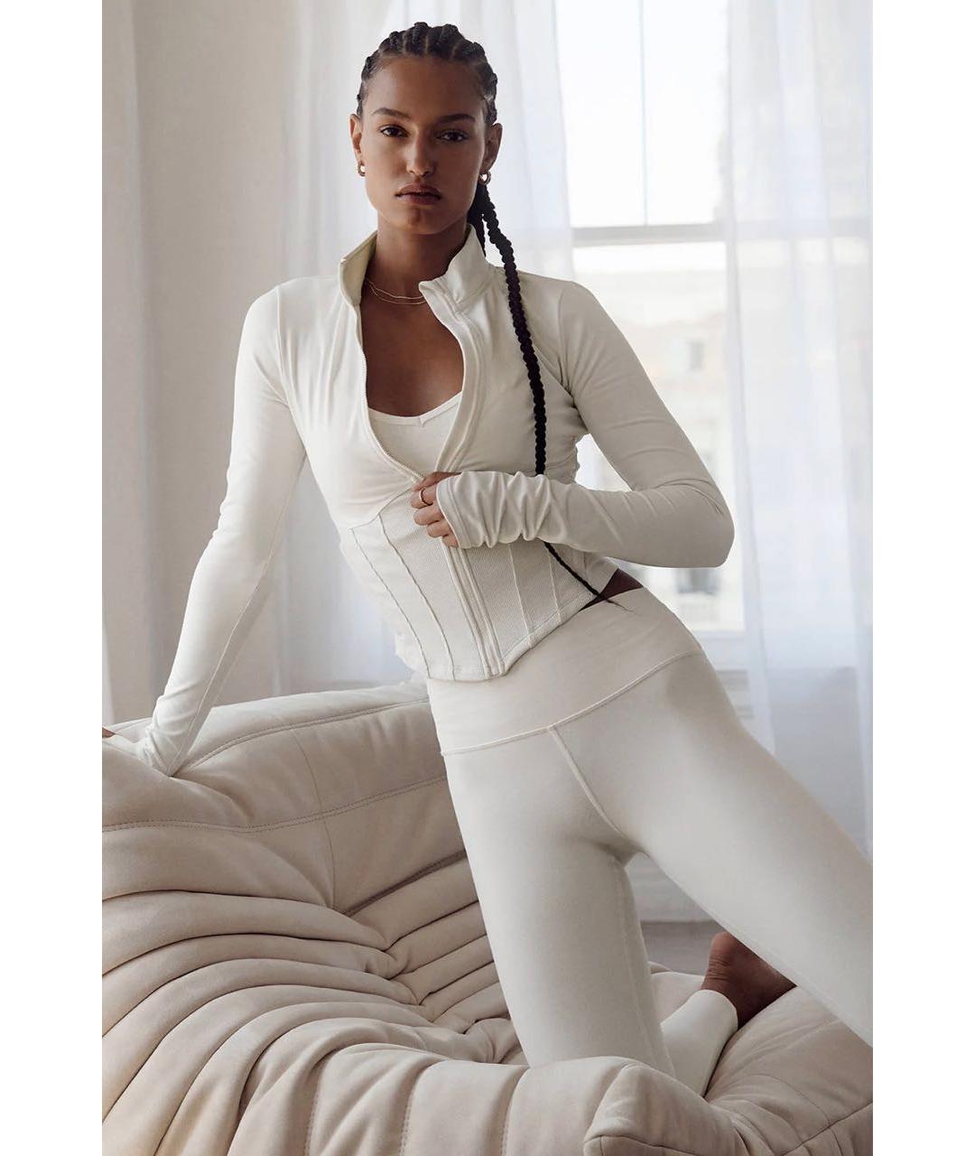 ALO YOGA Белая хлопковая спортивная куртка, фото 5