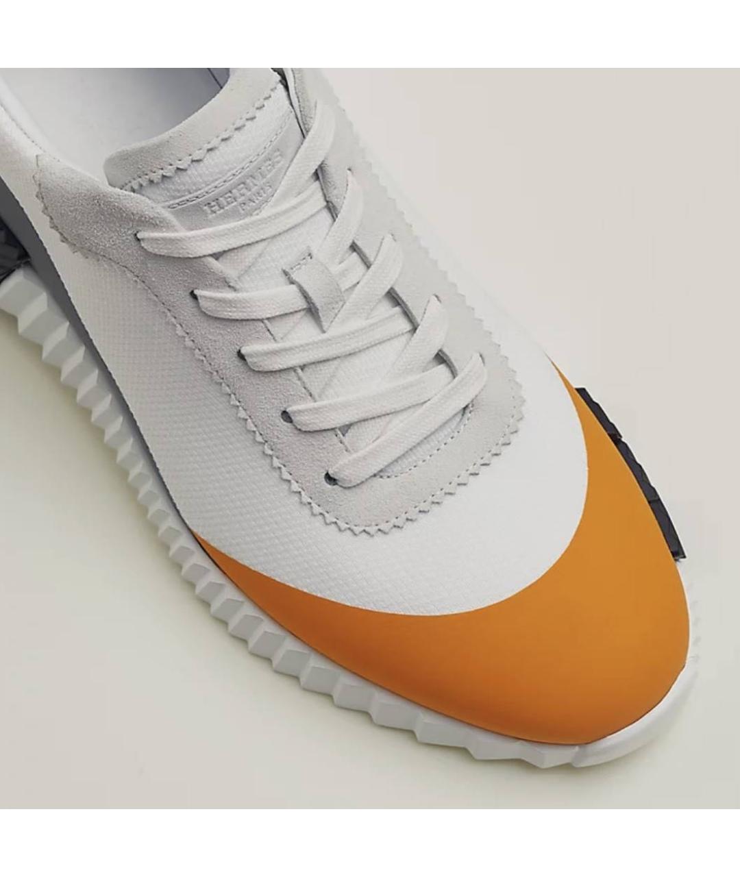 HERMES Белые кожаные кроссовки, фото 4