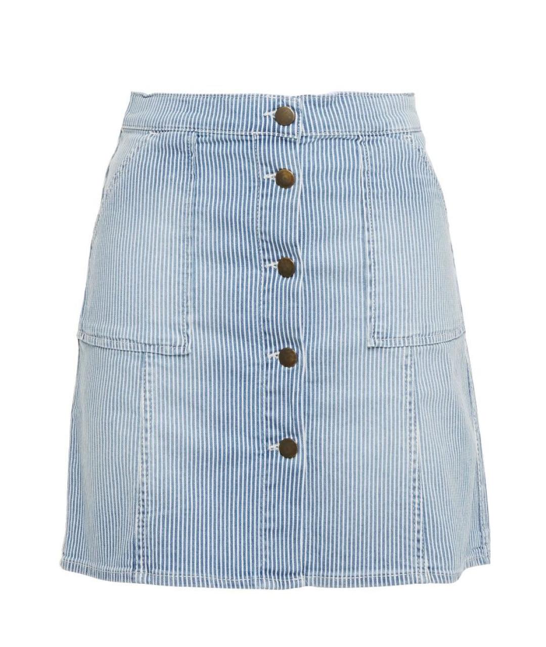 BA&SH Голубая хлопко-эластановая юбка мини, фото 9