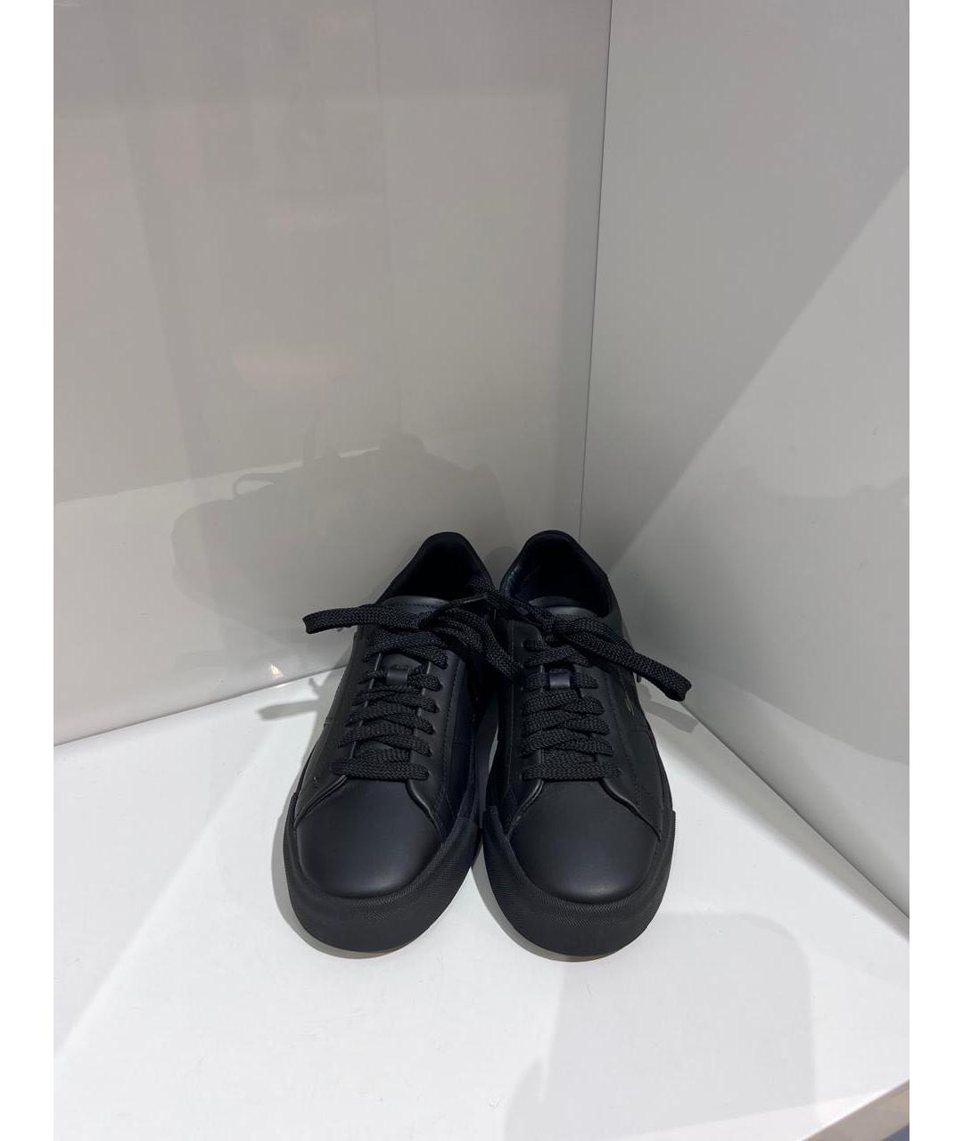 SANTONI Черные кожаные кеды, фото 2