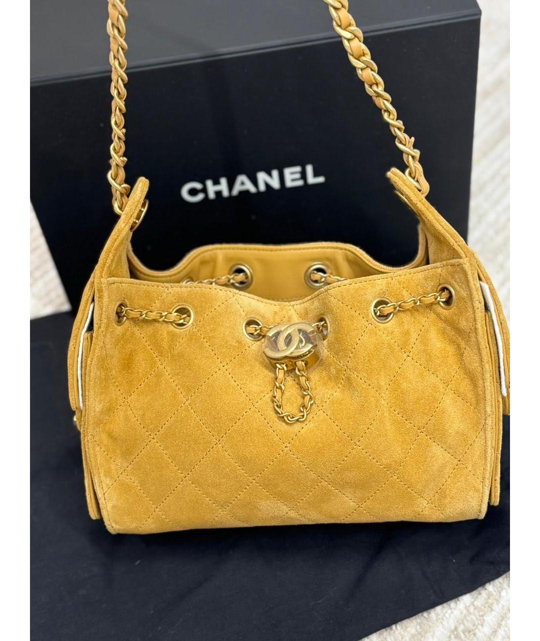 CHANEL Бежевая замшевая сумка тоут, фото 5