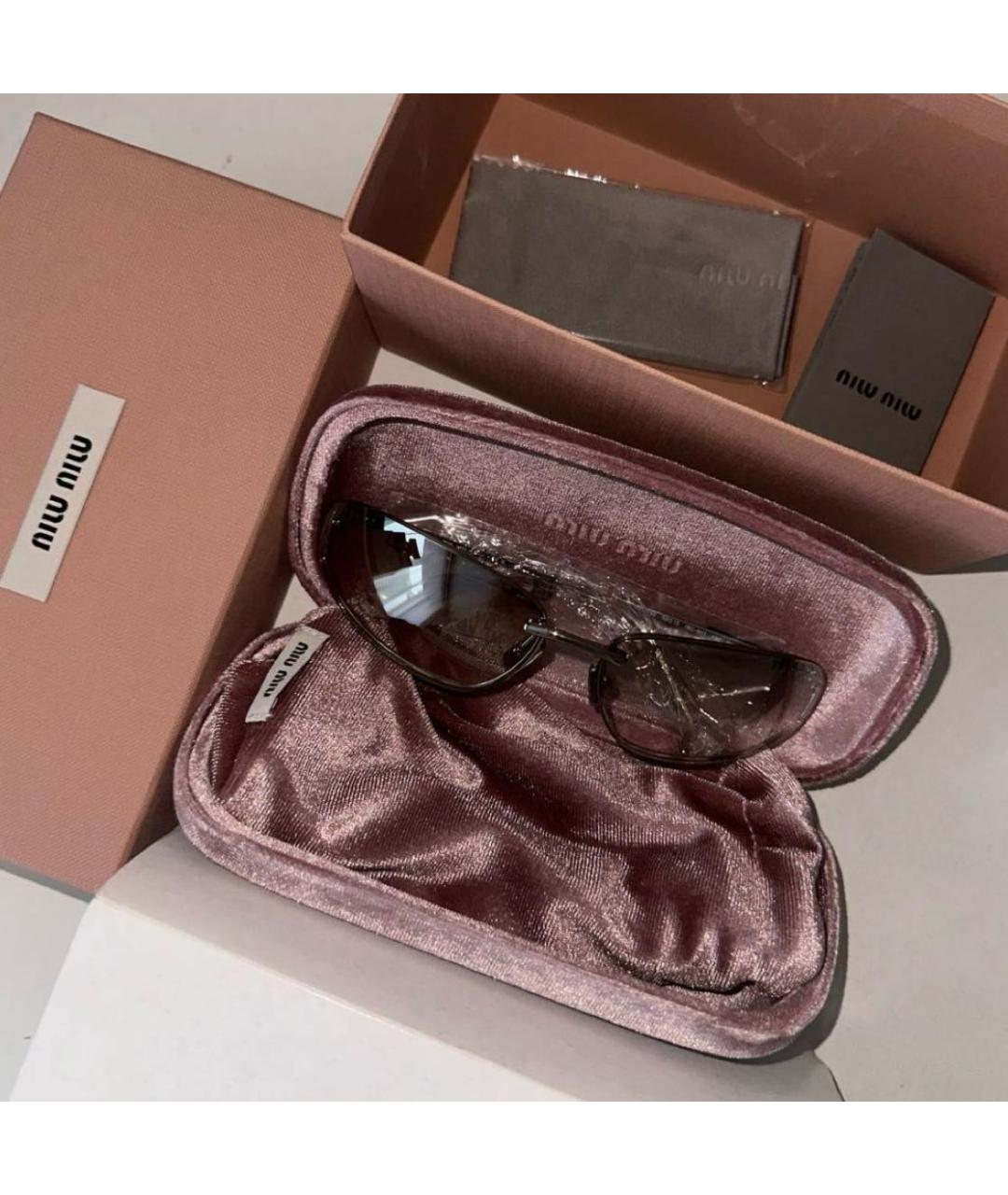 MIU MIU Серебряные металлические солнцезащитные очки, фото 4