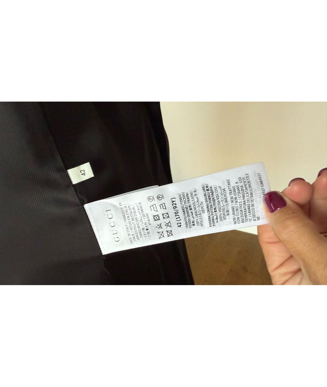 GUCCI Черное шерстяное пальто, фото 5