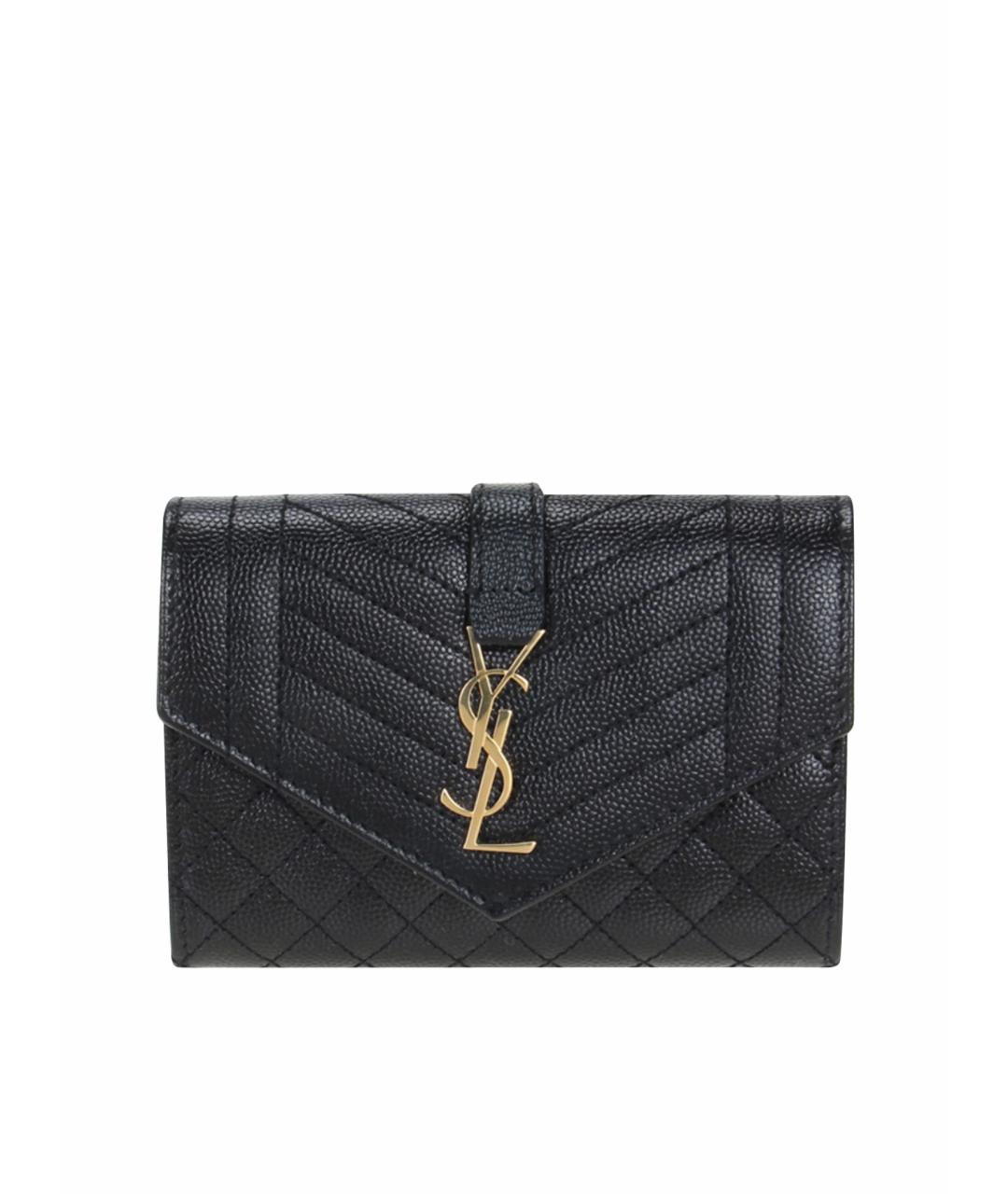 SAINT LAURENT Черный кожаный кошелек, фото 1