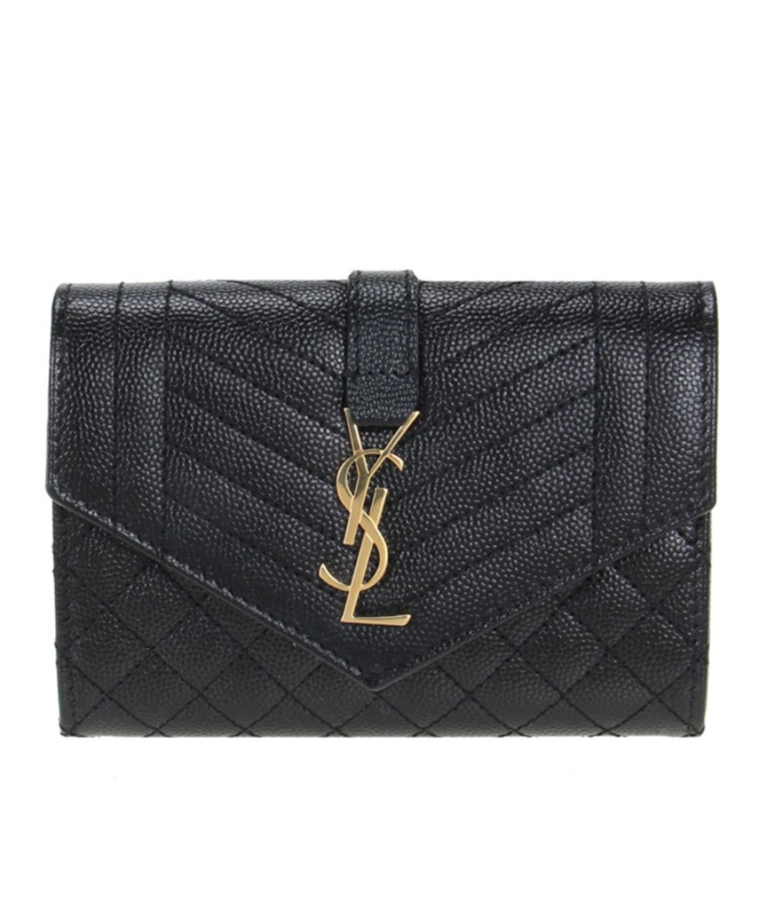 SAINT LAURENT Черный кожаный кошелек, фото 3