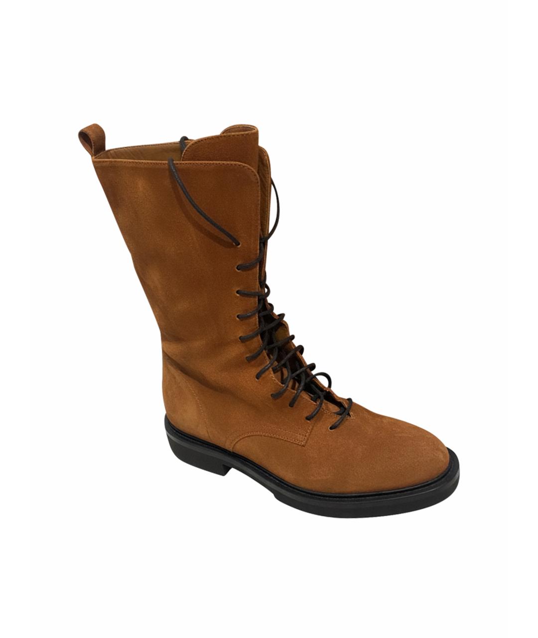 KHAITE Коричневые замшевые ботинки, фото 1