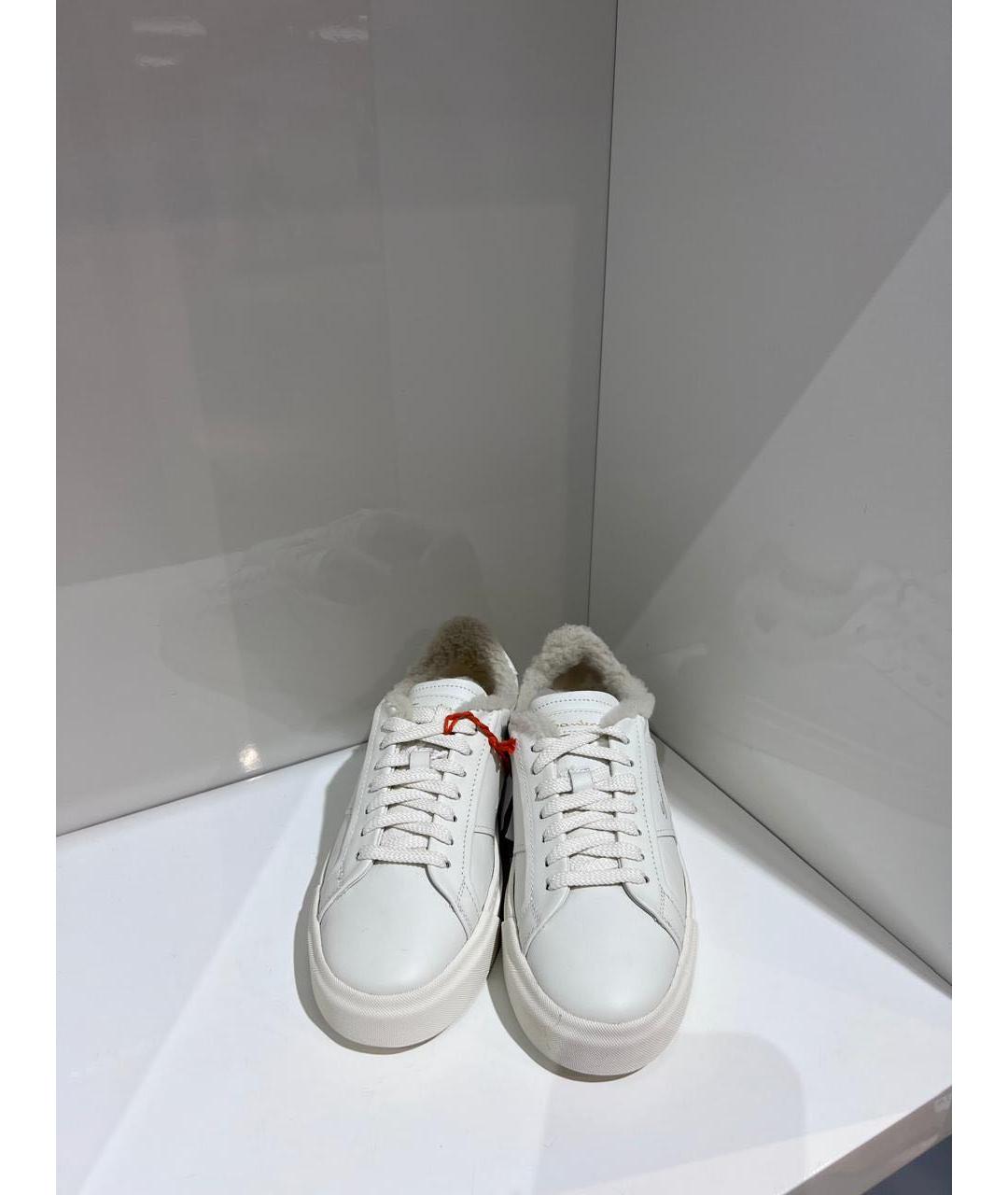 SANTONI Белые кожаные кеды, фото 2