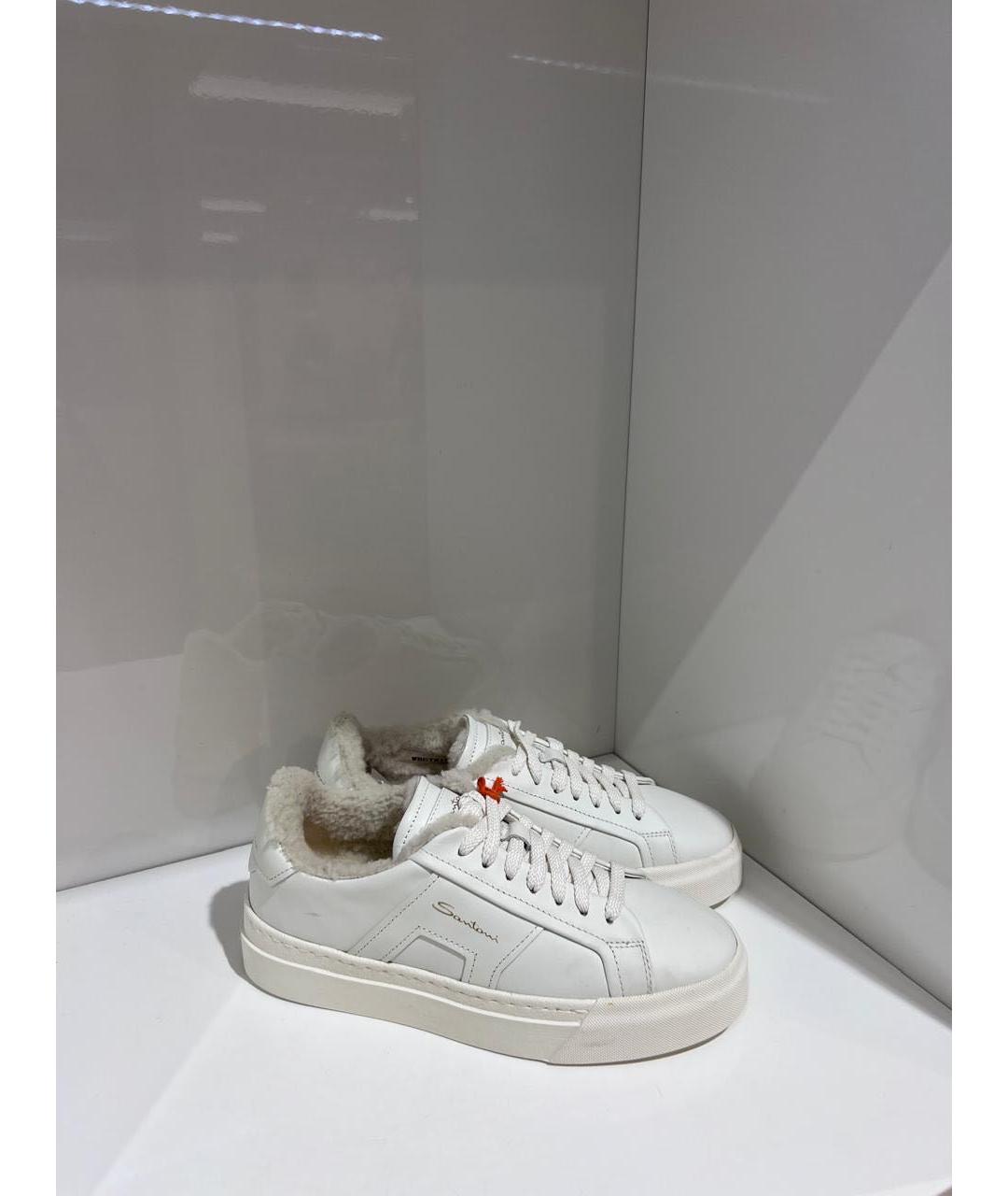 SANTONI Белые кожаные кеды, фото 3