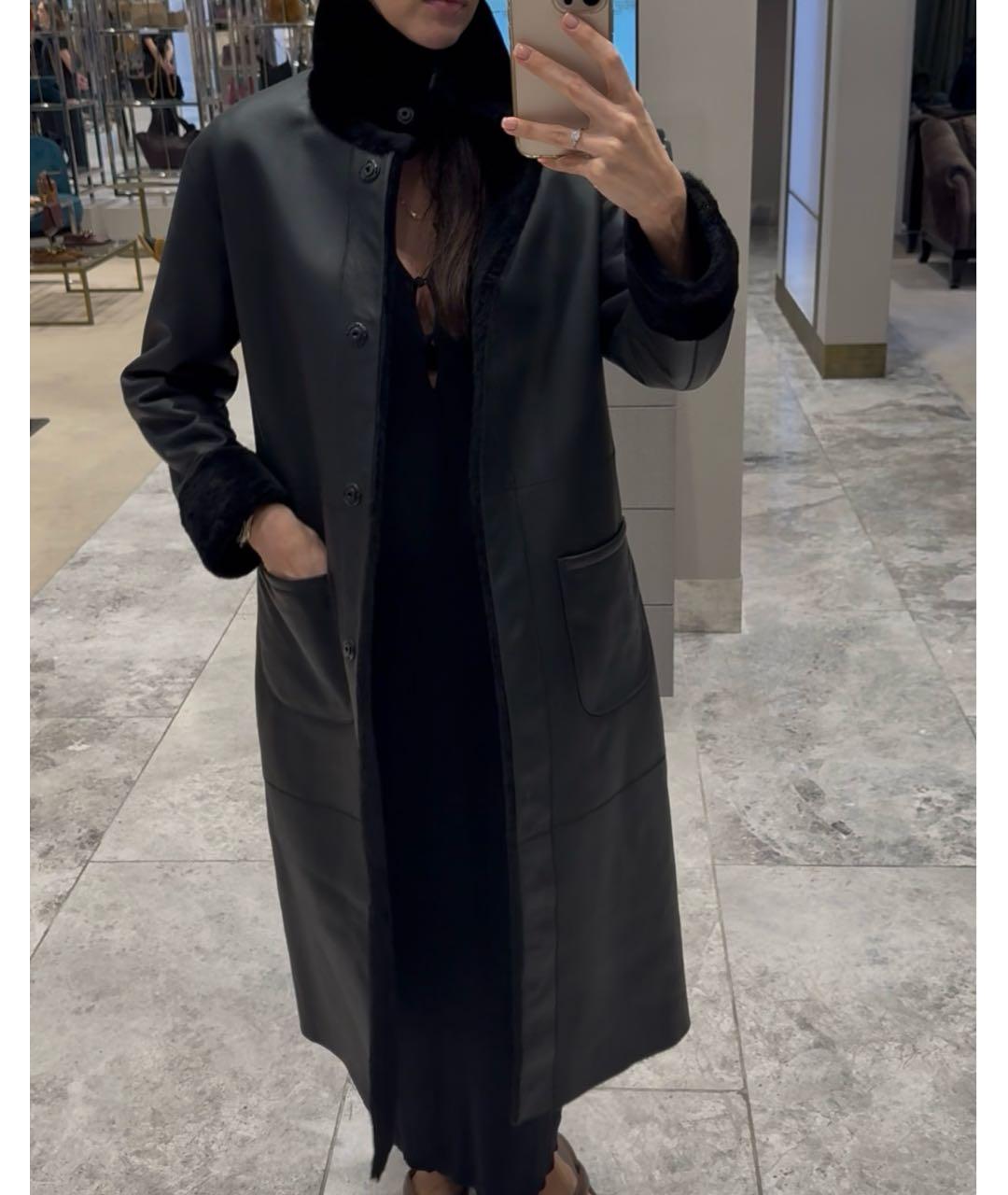 SIMONETTA RAVIZZA Черная кожаная дубленка, фото 4