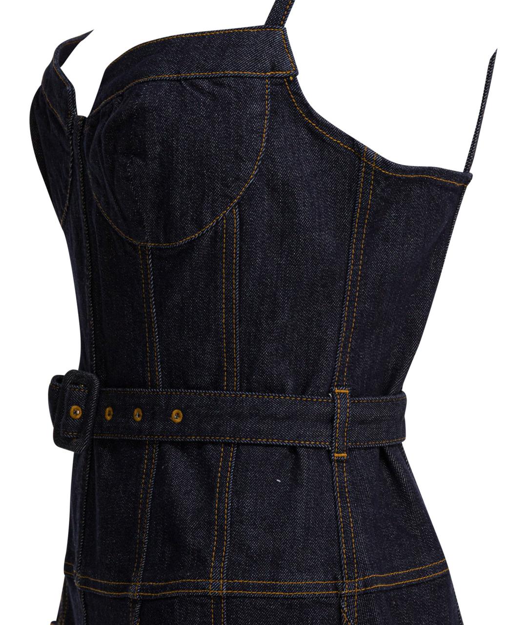 SELF-PORTRAIT Темно-синее хлопковое повседневное платье, фото 4