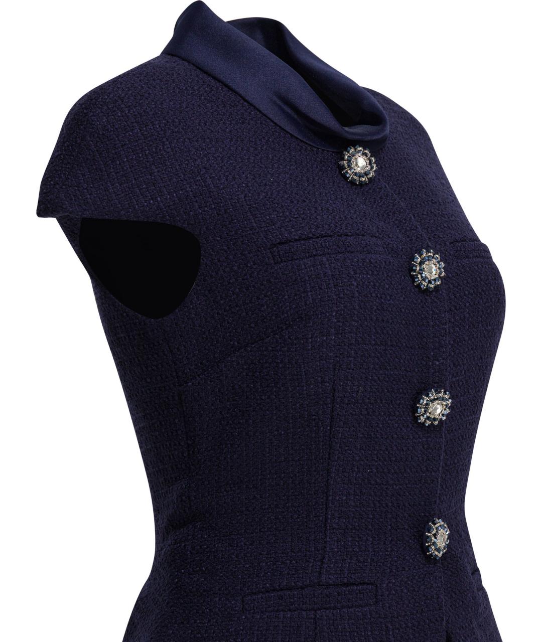 SELF-PORTRAIT Синее полиэстеровое повседневное платье, фото 4