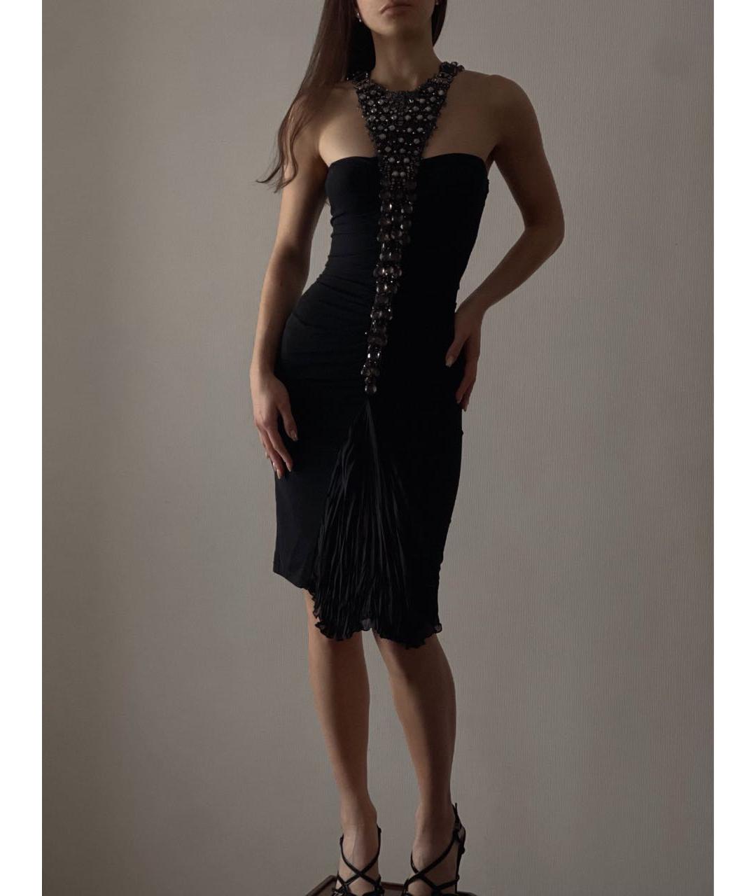 ROBERTO CAVALLI Черное вискозное вечернее платье, фото 8