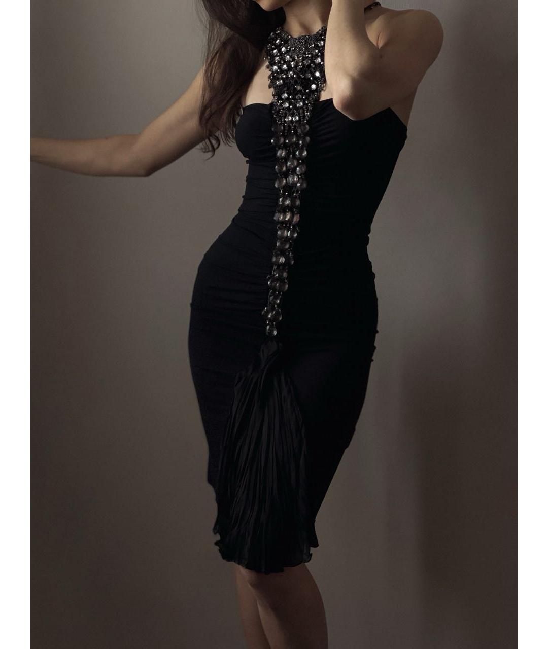 ROBERTO CAVALLI Черное вискозное вечернее платье, фото 5