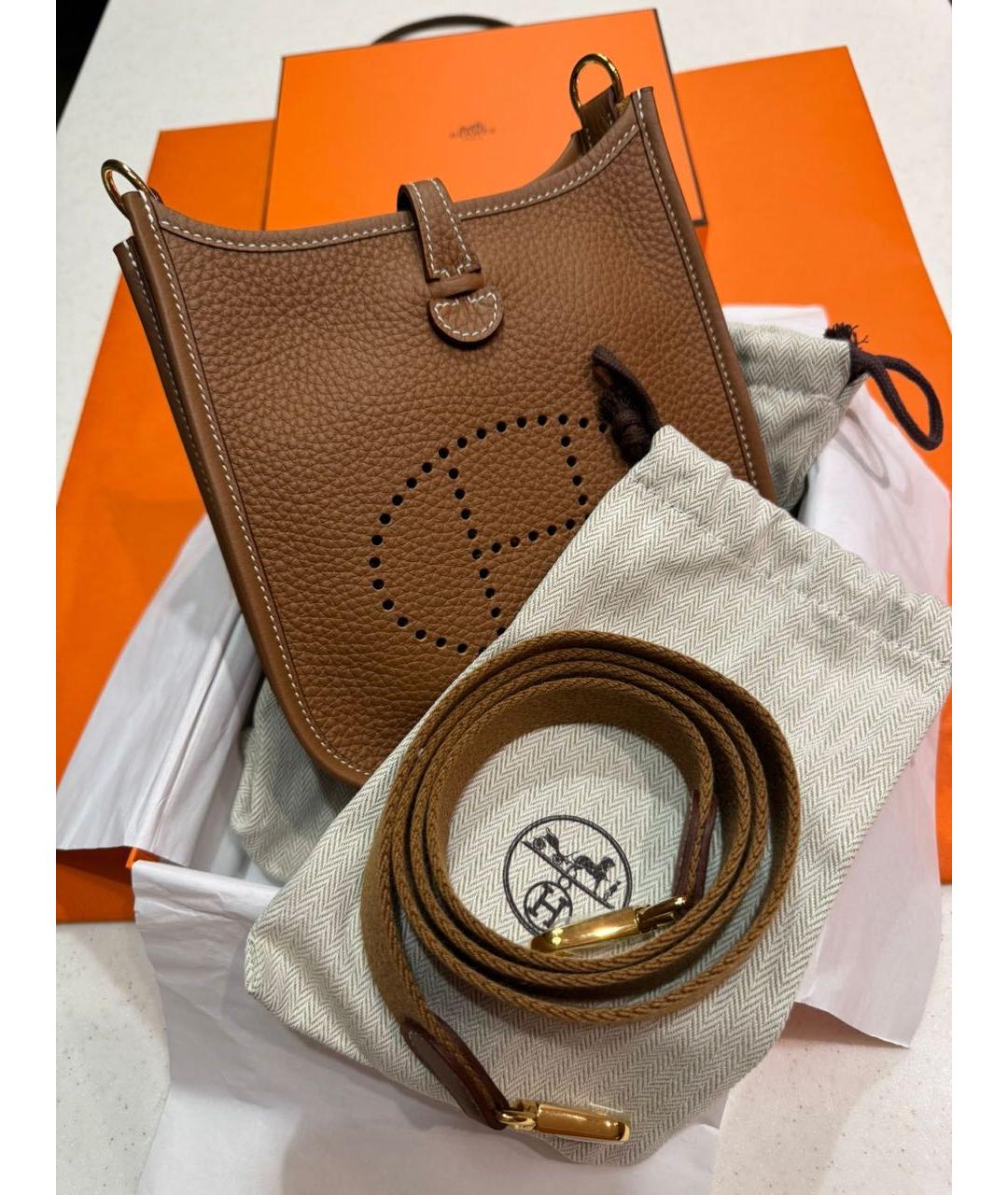 HERMES Коричневая кожаная сумка через плечо, фото 2