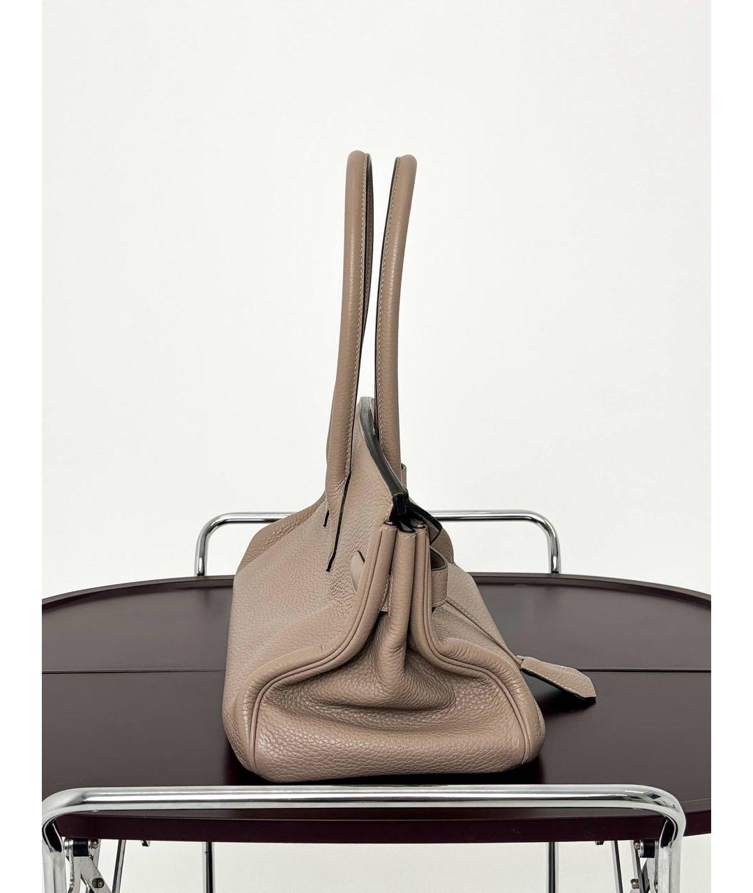 HERMES Коричневая кожаная сумка с короткими ручками, фото 3