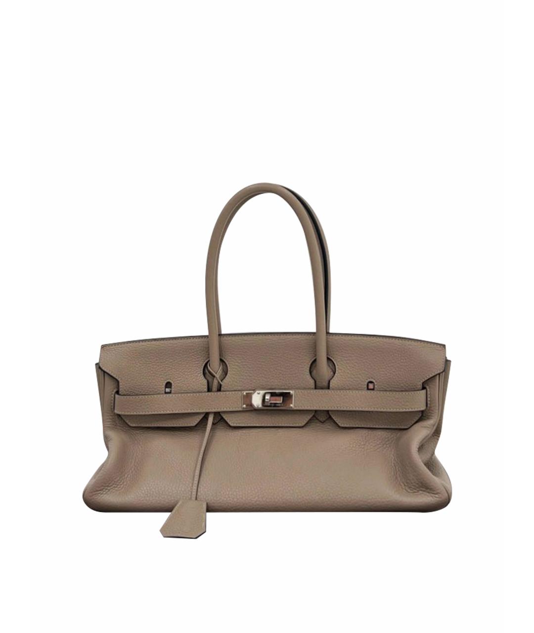 HERMES Коричневая кожаная сумка с короткими ручками, фото 1