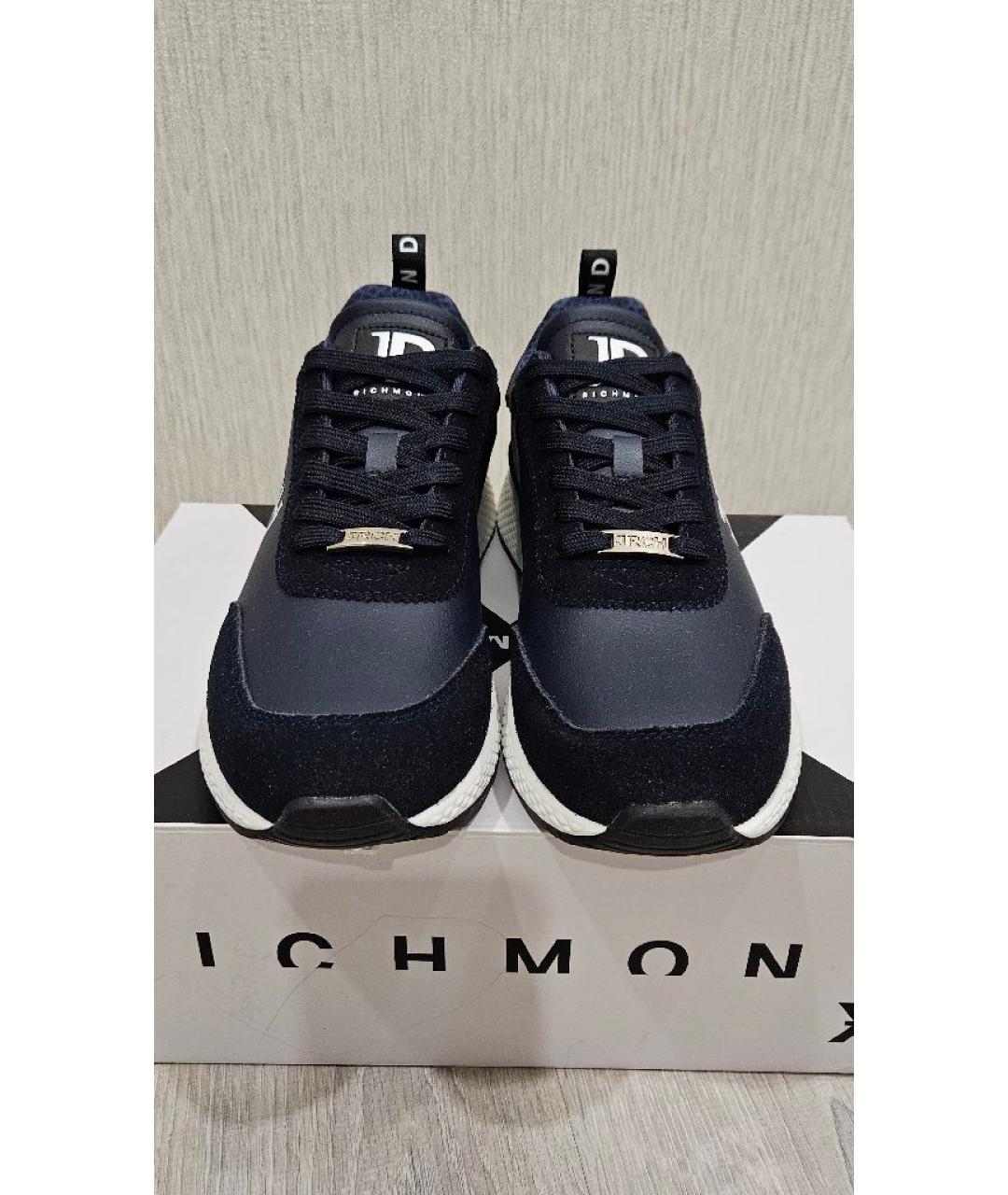 JOHN RICHMOND Темно-синие низкие кроссовки / кеды из искусственной кожи, фото 3