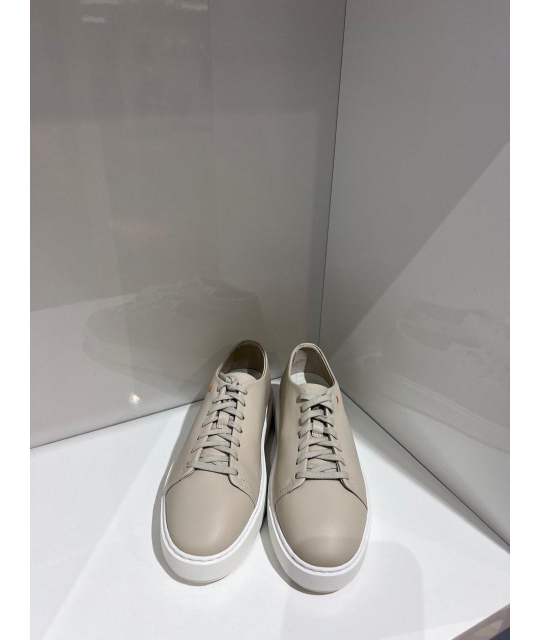 SANTONI Бежевые кожаные кеды, фото 2