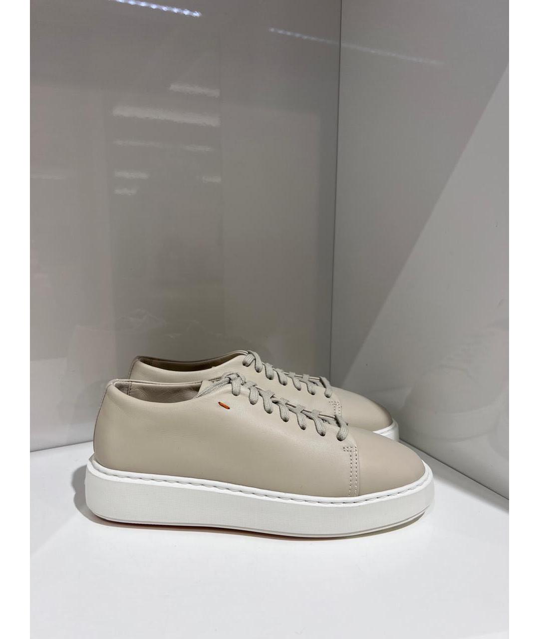 SANTONI Бежевые кожаные кеды, фото 3