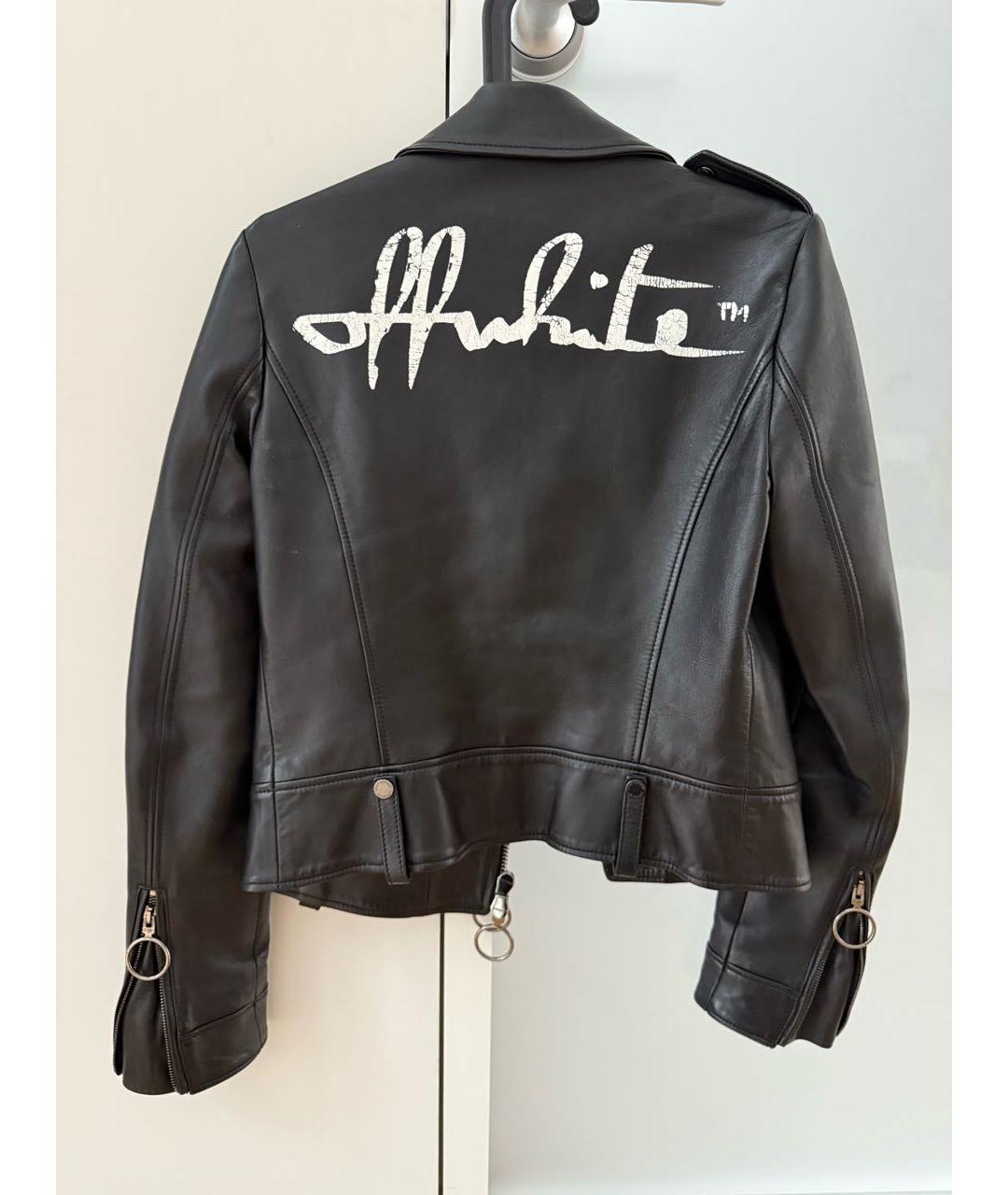 OFF-WHITE Черная кожаная куртка, фото 2