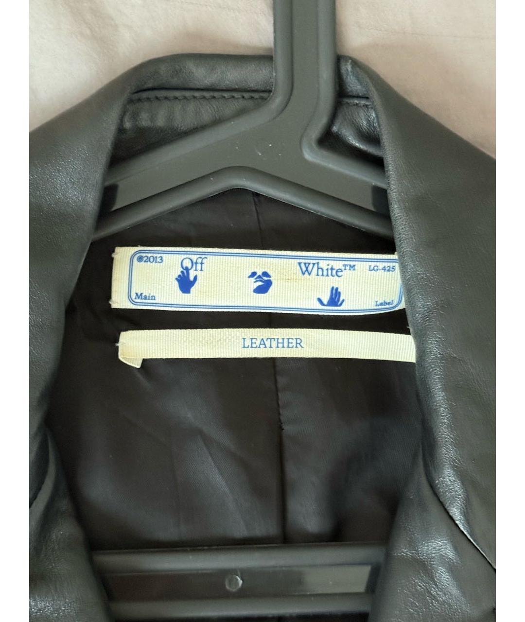 OFF-WHITE Черная кожаная куртка, фото 3
