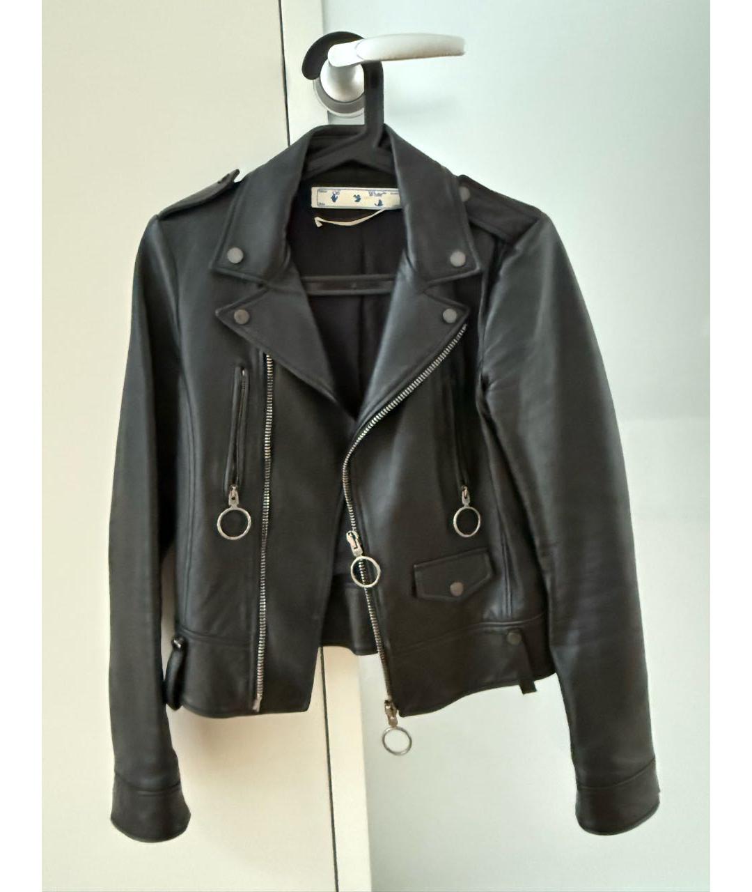 OFF-WHITE Черная кожаная куртка, фото 5