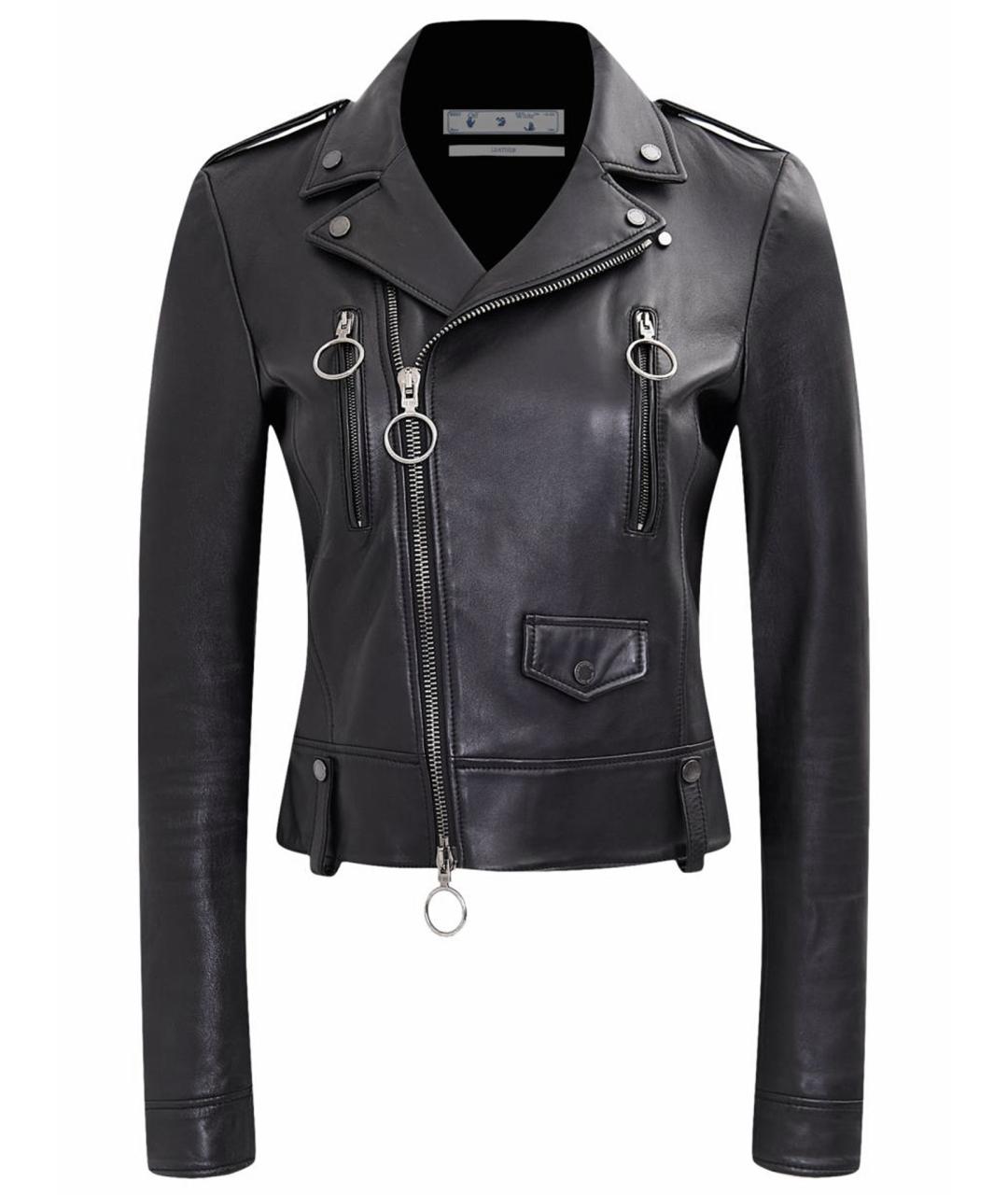 OFF-WHITE Черная кожаная куртка, фото 1