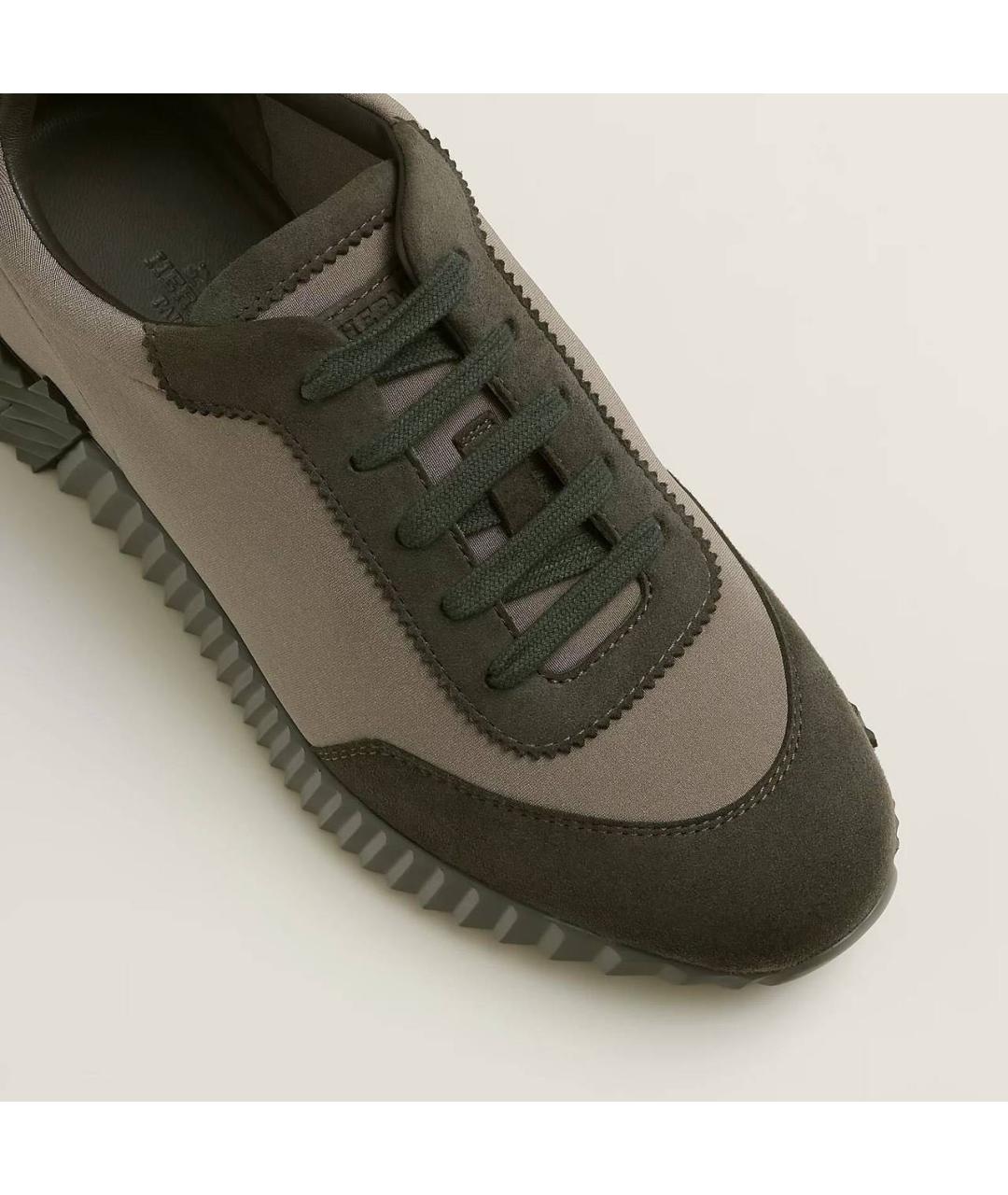 HERMES Хаки низкие кроссовки / кеды, фото 4