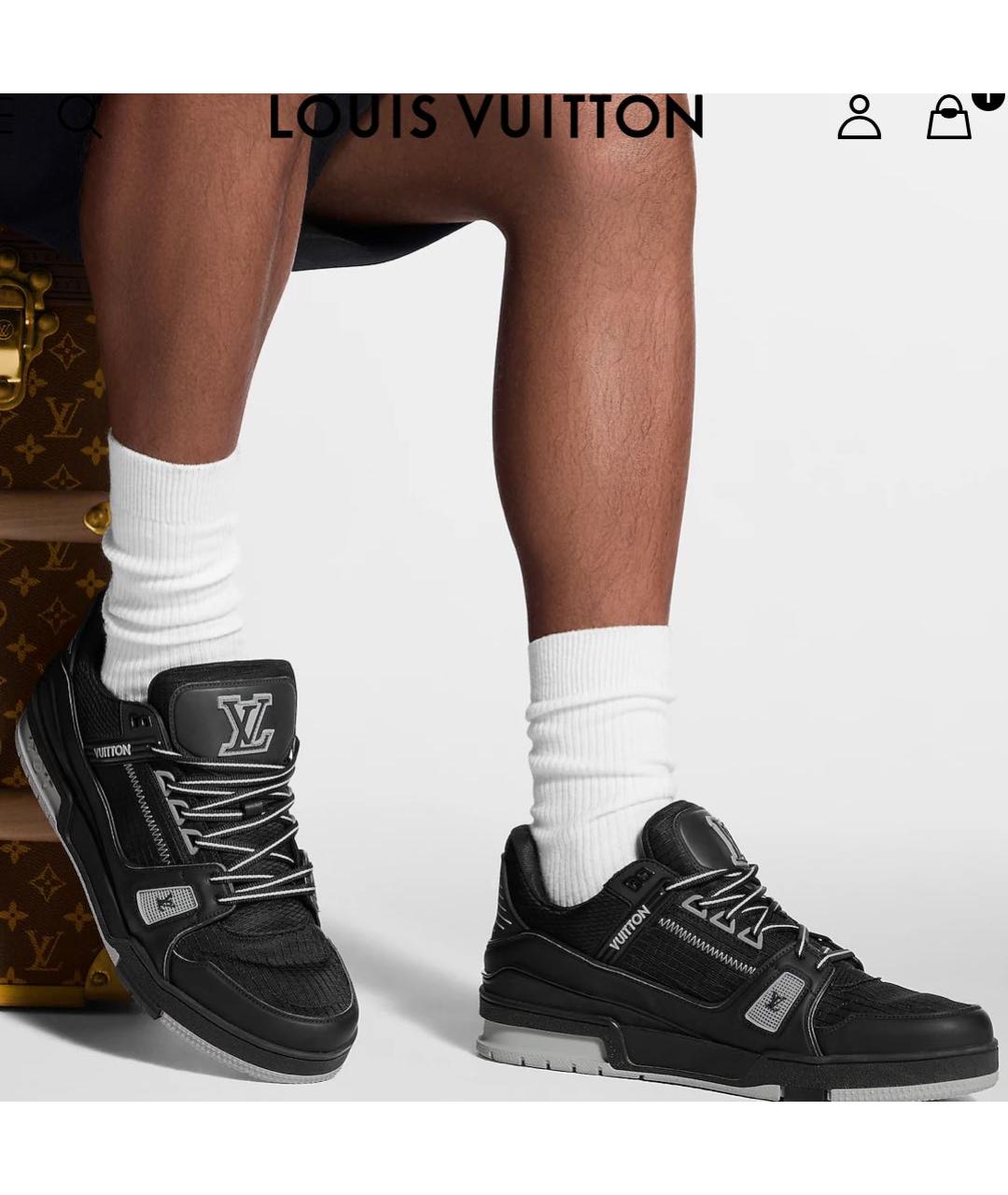 LOUIS VUITTON Черные низкие кроссовки / кеды, фото 4