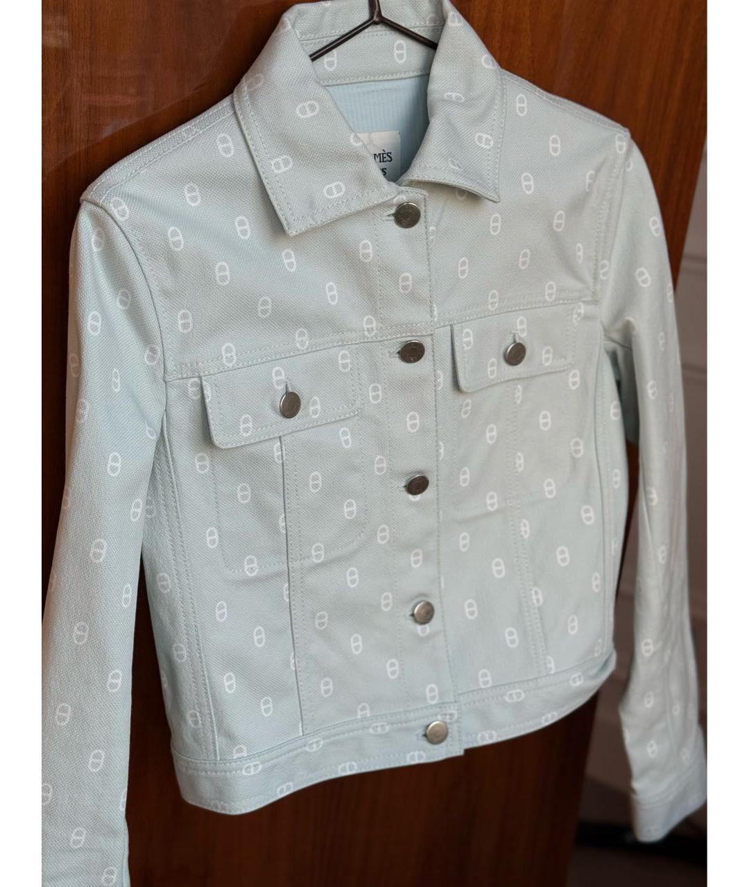 HERMES Бирюзовый деним жакет/пиджак, фото 7