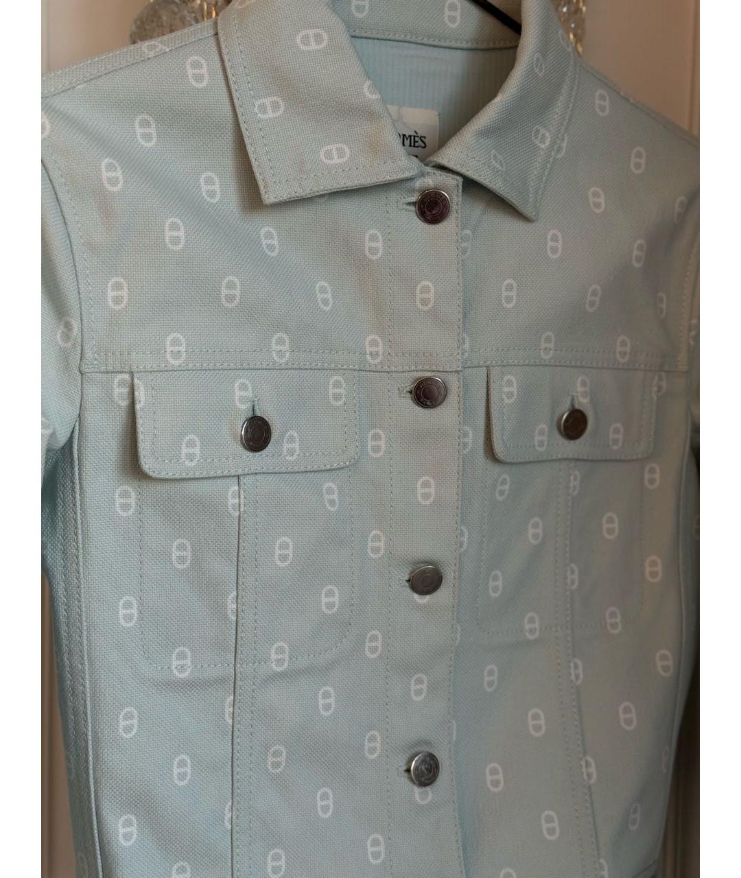 HERMES Бирюзовый деним жакет/пиджак, фото 6