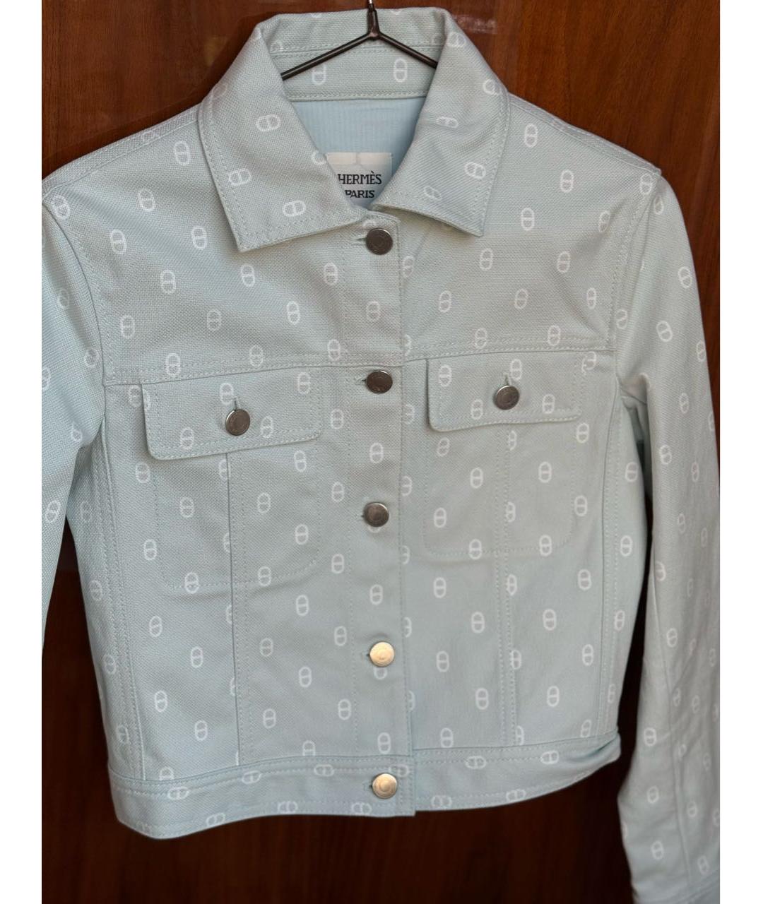 HERMES Бирюзовый деним жакет/пиджак, фото 2